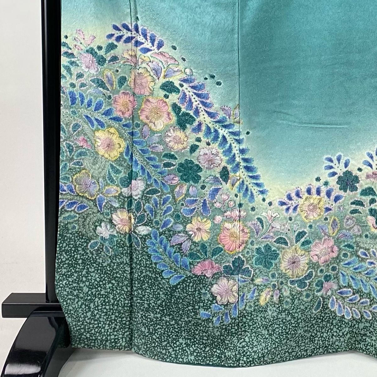 振袖 身丈168.5 cm 裄丈66 M 袷 辻が花 金通し ぼかし 薄緑 正絹