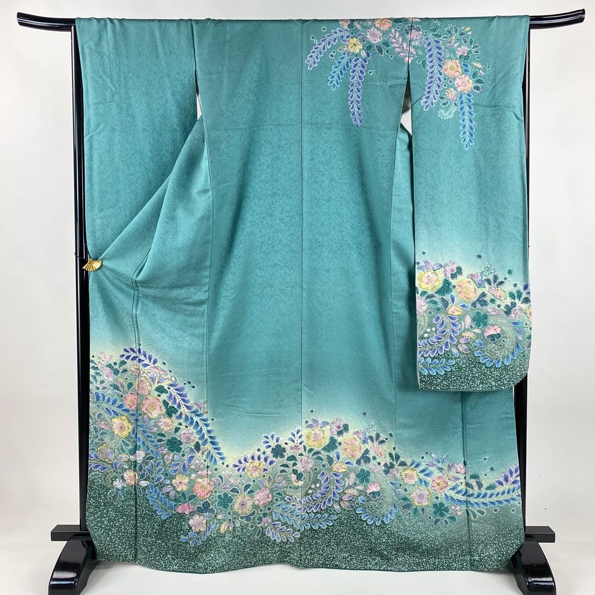 振袖 身丈168 5 cm 裄丈66 M 袷 辻が花 金通し ぼかし 薄緑 正絹