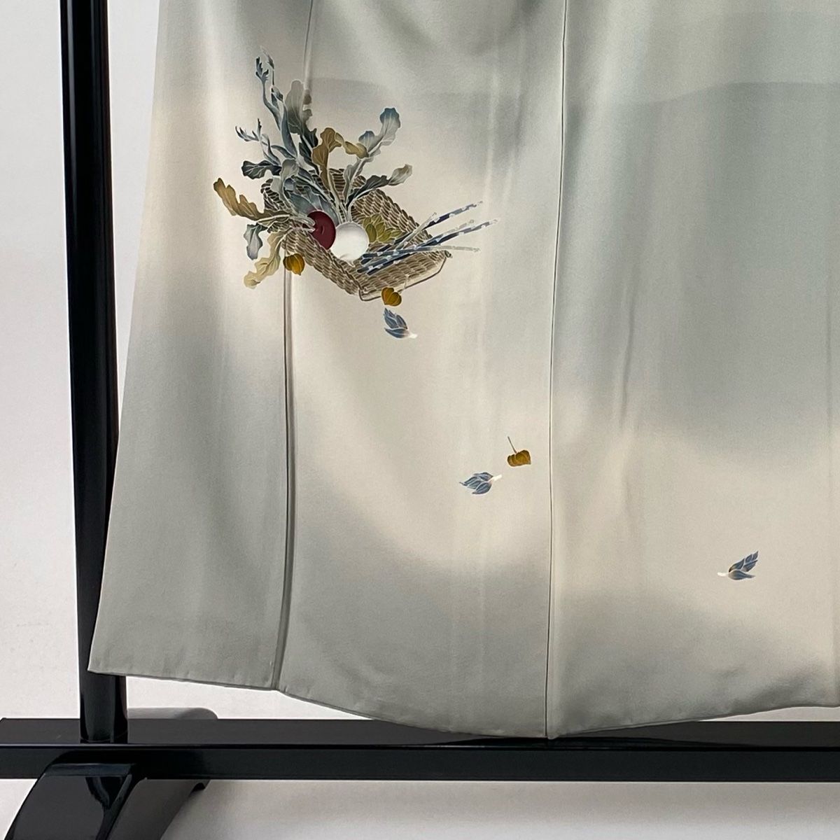 付下げ 身丈155 cm 裄丈64 M 袷 彌一 落款 生り物 野菜 ぼかし 灰茶 正絹