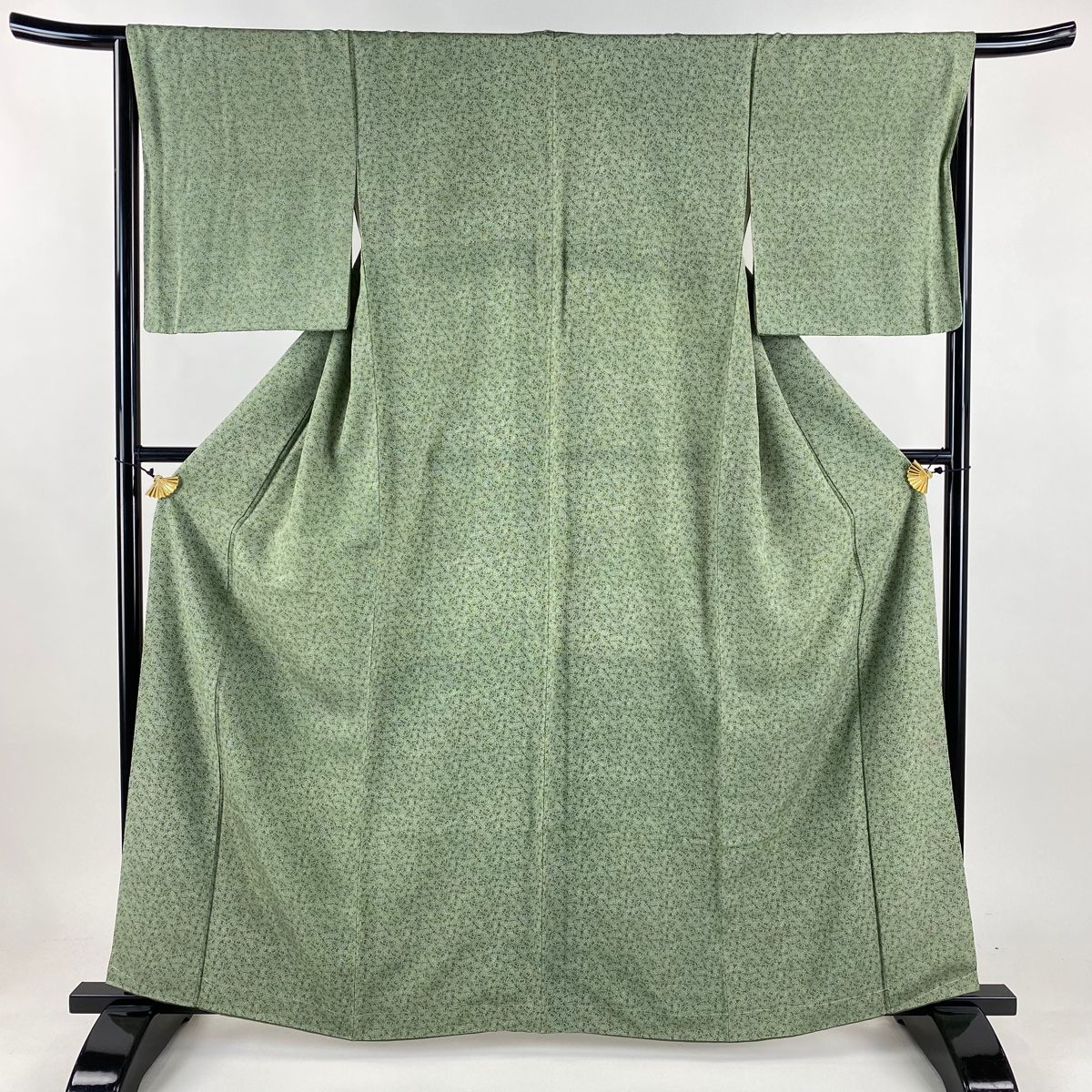 江戸小紋 身丈161 5 cm 裄丈66 M 袷 蝶 よもぎ色 正絹