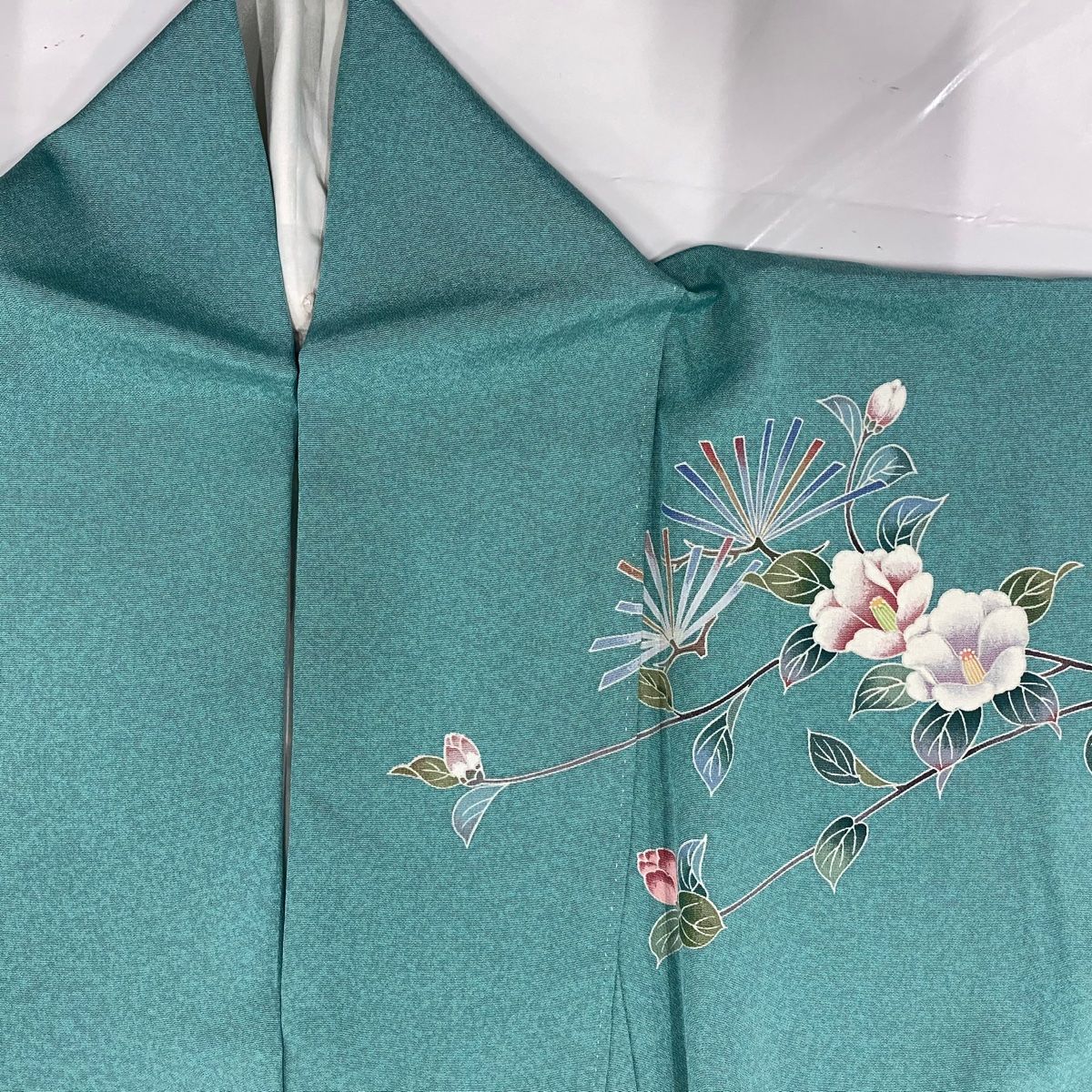 訪問着 身丈165 5 cm 裄丈69 L 袷 椿 若松 ぼかし 薄緑 正絹 訪問着 付け下げ 着物