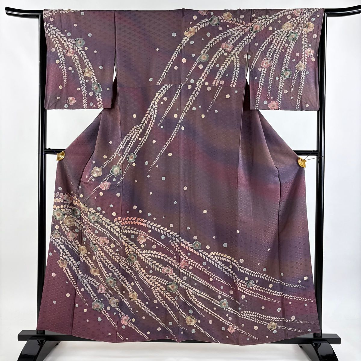 訪問着 身丈158 5 cm 裄丈65 M 袷 辻が花 ぼかし 紫 正絹