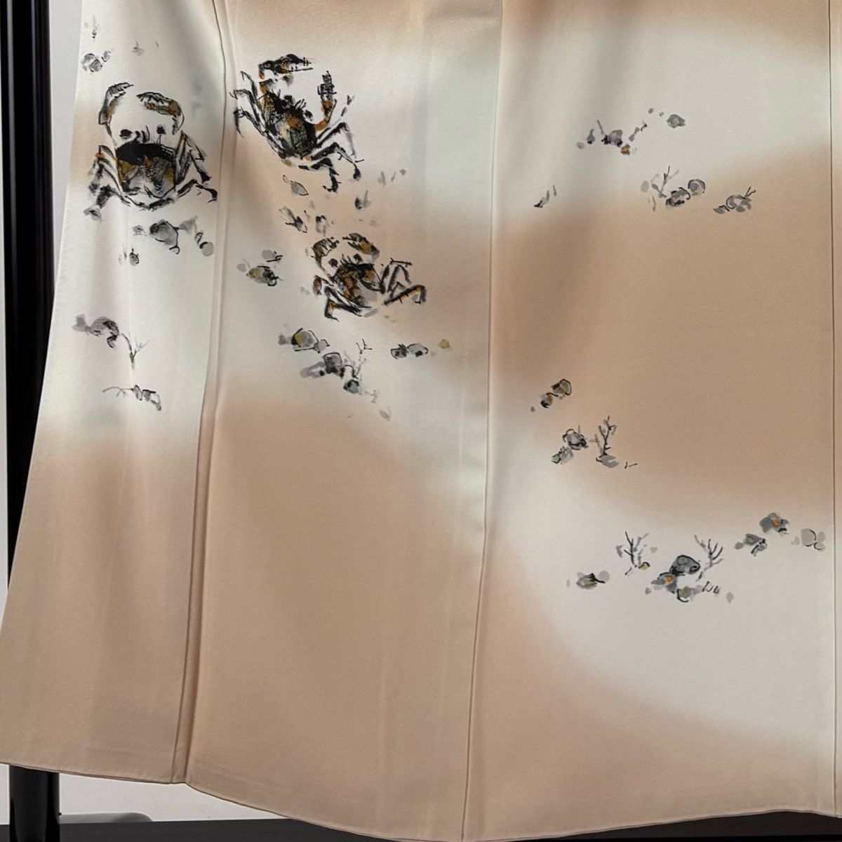 付下げ 身丈155 cm 裄丈63 S 袷 北大路魯山人 落款 カニ ぼかし 薄茶色 正絹 一つ紋