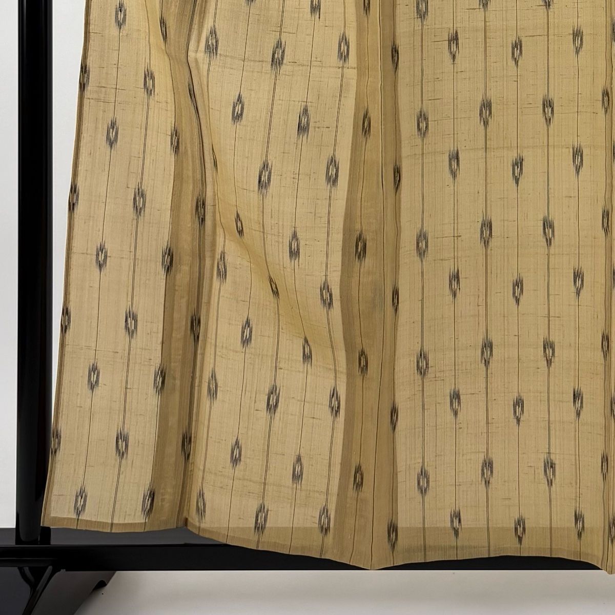 紬 身丈159 cm 裄丈62 S 薄物 夏紬 縦縞 幾何学模様 黄土色 正絹