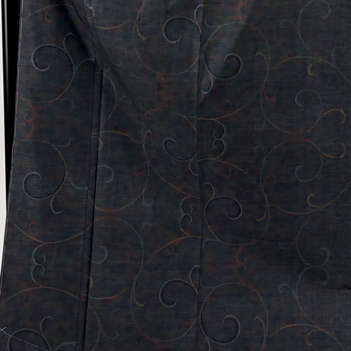 紬 身丈165 cm 裄丈65 M 袷 唐草 茶紫 正絹