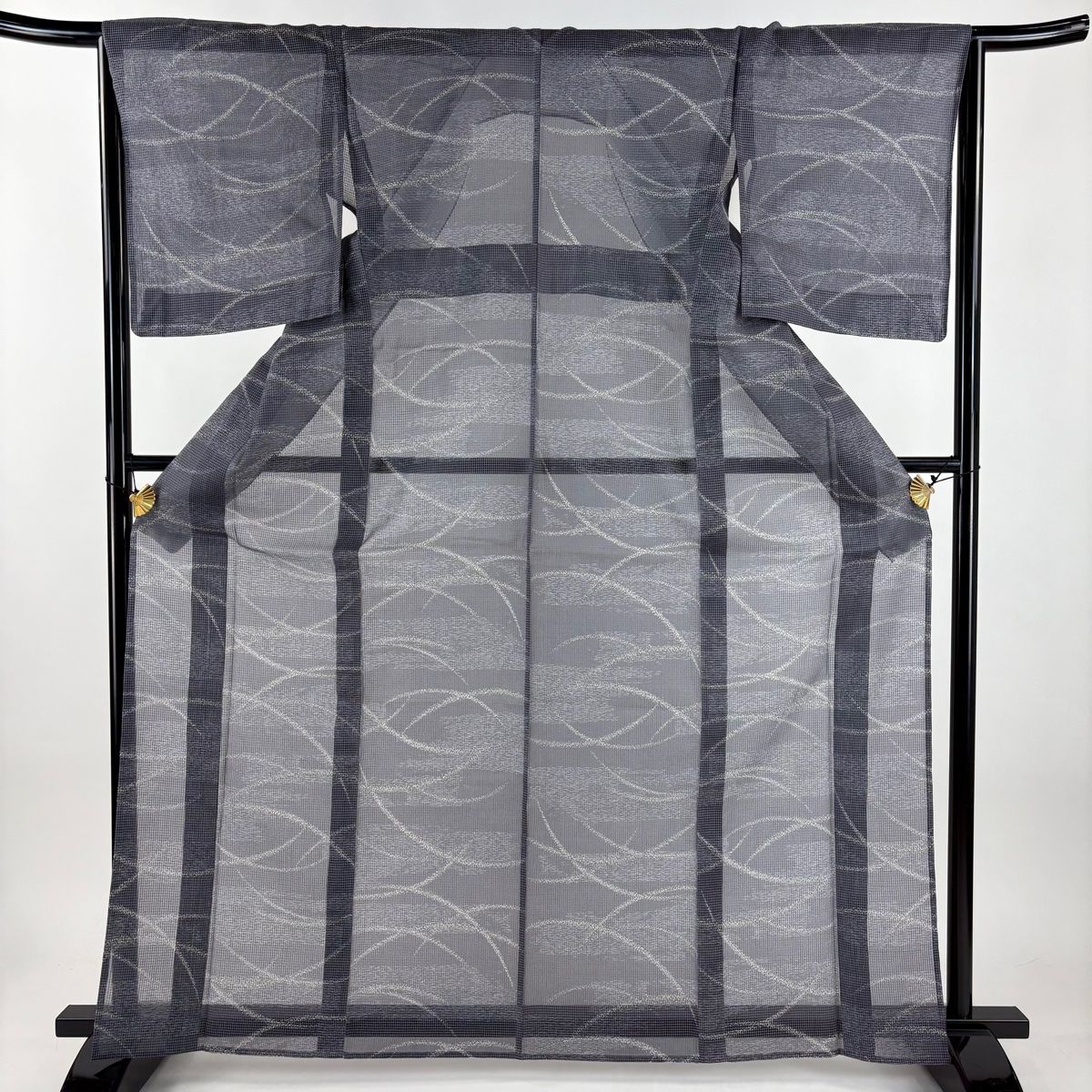 小紋 身丈165 cm 裄丈65 M 薄物 絹紅梅 芝 灰紫 正絹