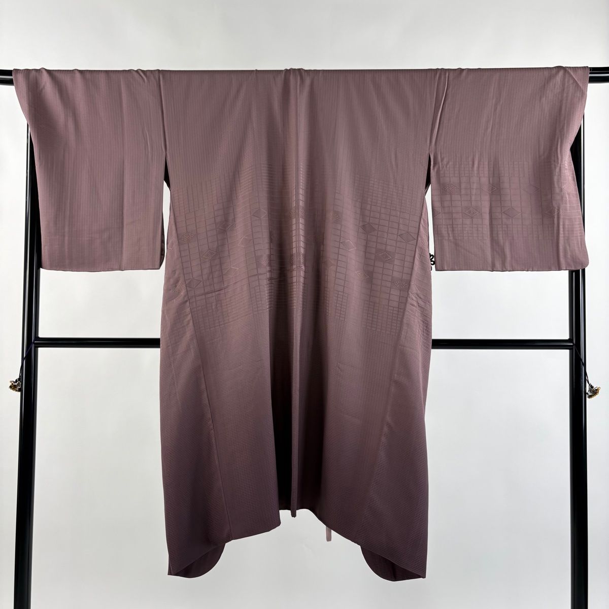 道中着 身丈112 cm 裄丈69 5 L 和装コート 着物衿 地紋 裾ぼかし 赤紫 正絹