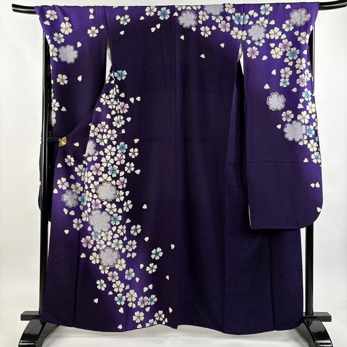 振袖 身丈162 cm 裄丈71 L 袷 桜 金彩 ぼかし 紫 正絹