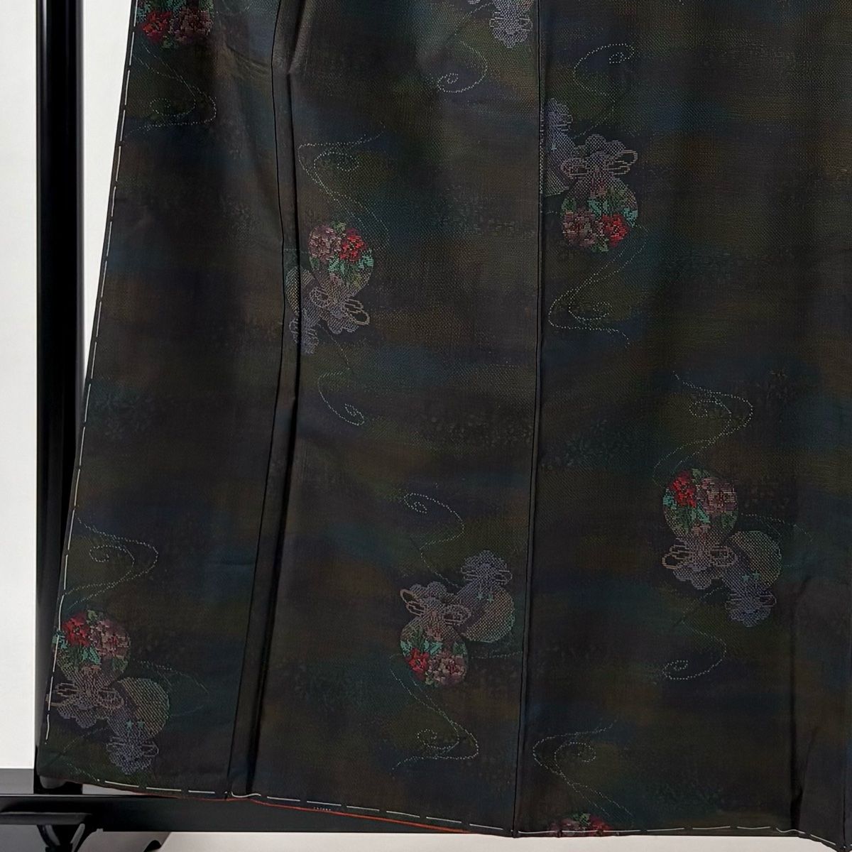 大島紬 身丈160 cm 裄丈63 5 S 袷 泥染 証紙 巾着 流水 焦茶色 正絹