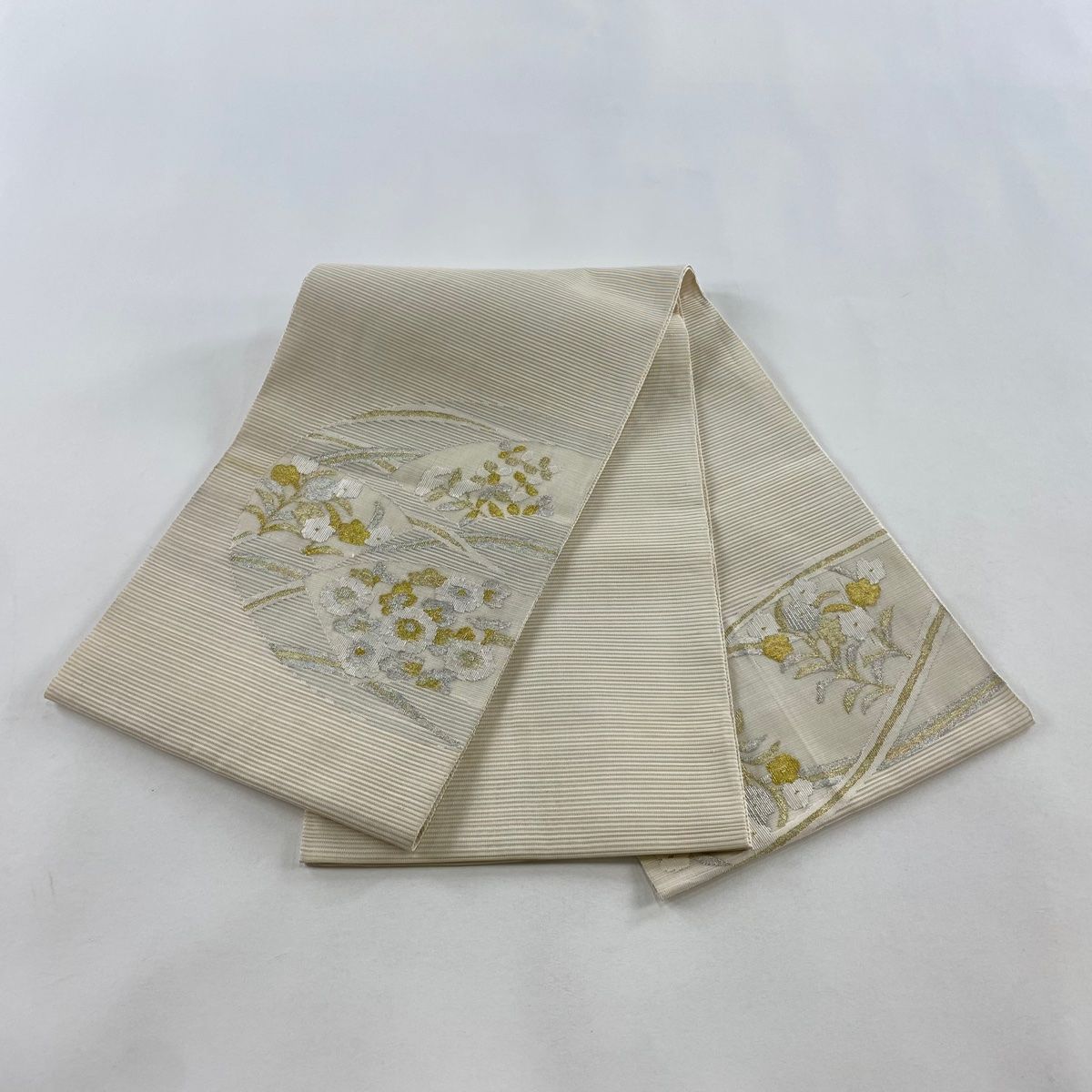 ☆ 夏帯 袋帯 蓮の葉模様 金銀糸 象牙色 O-5244 ☆ 夏帯 袋帯 蓮の葉模様 金銀糸 象牙色 O-5244 ☆ 夏