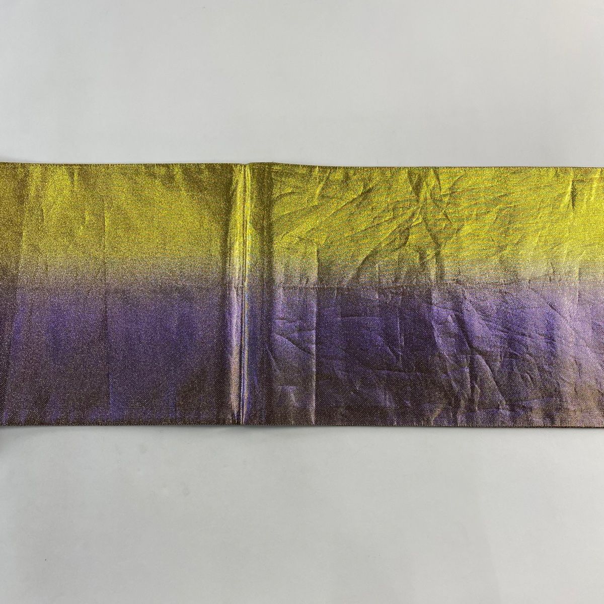  袋帯 秀品 枝垂れ桜 蝶 金糸 箔 抹茶色 六通 正絹 袋帯 帯