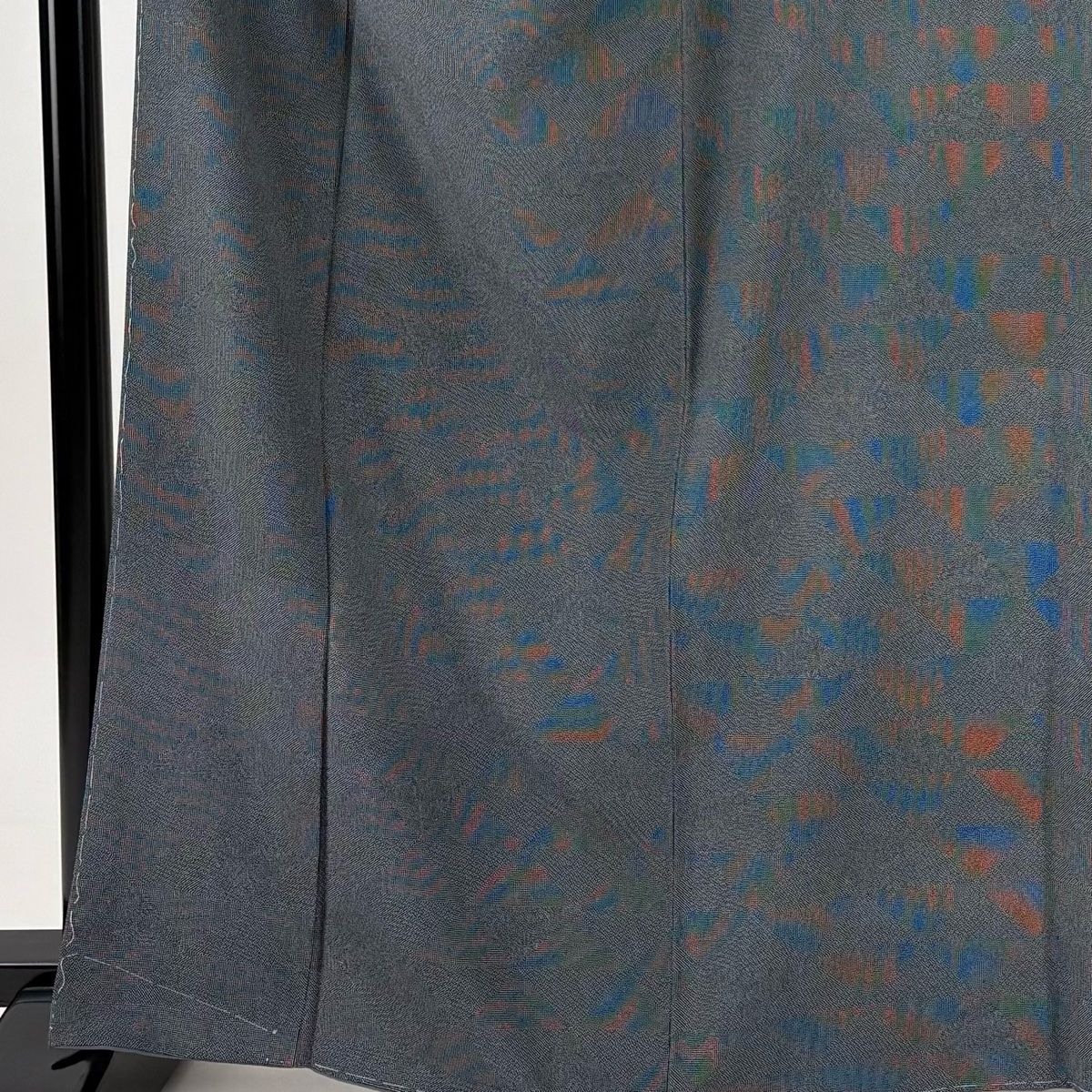 江戸小紋 身丈165 cm 裄丈68 L 袷 保科土山 三役ウロコ取り 落款 鮫 鱗 黒灰 正絹