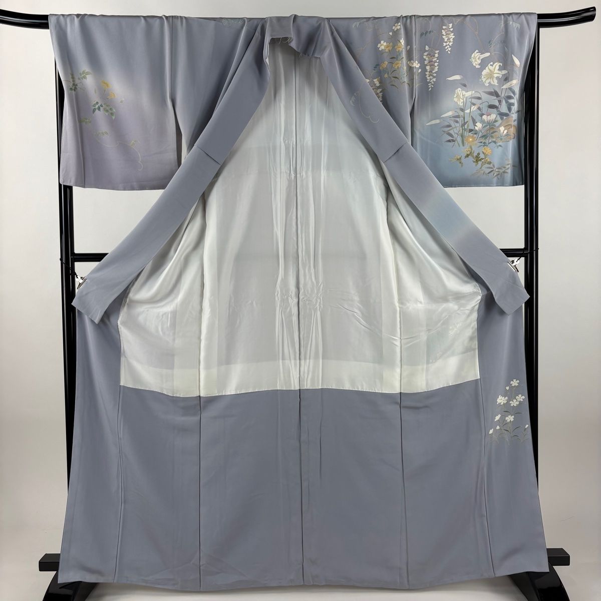 鈴乃屋 訪問着 袷 正絹 長尺 トールサイズ 灰色 グレー 七五三 初釜 鈴乃屋 訪問着 袷 正絹 長尺 トールサイズ 灰色 グレー 七五三 初釜