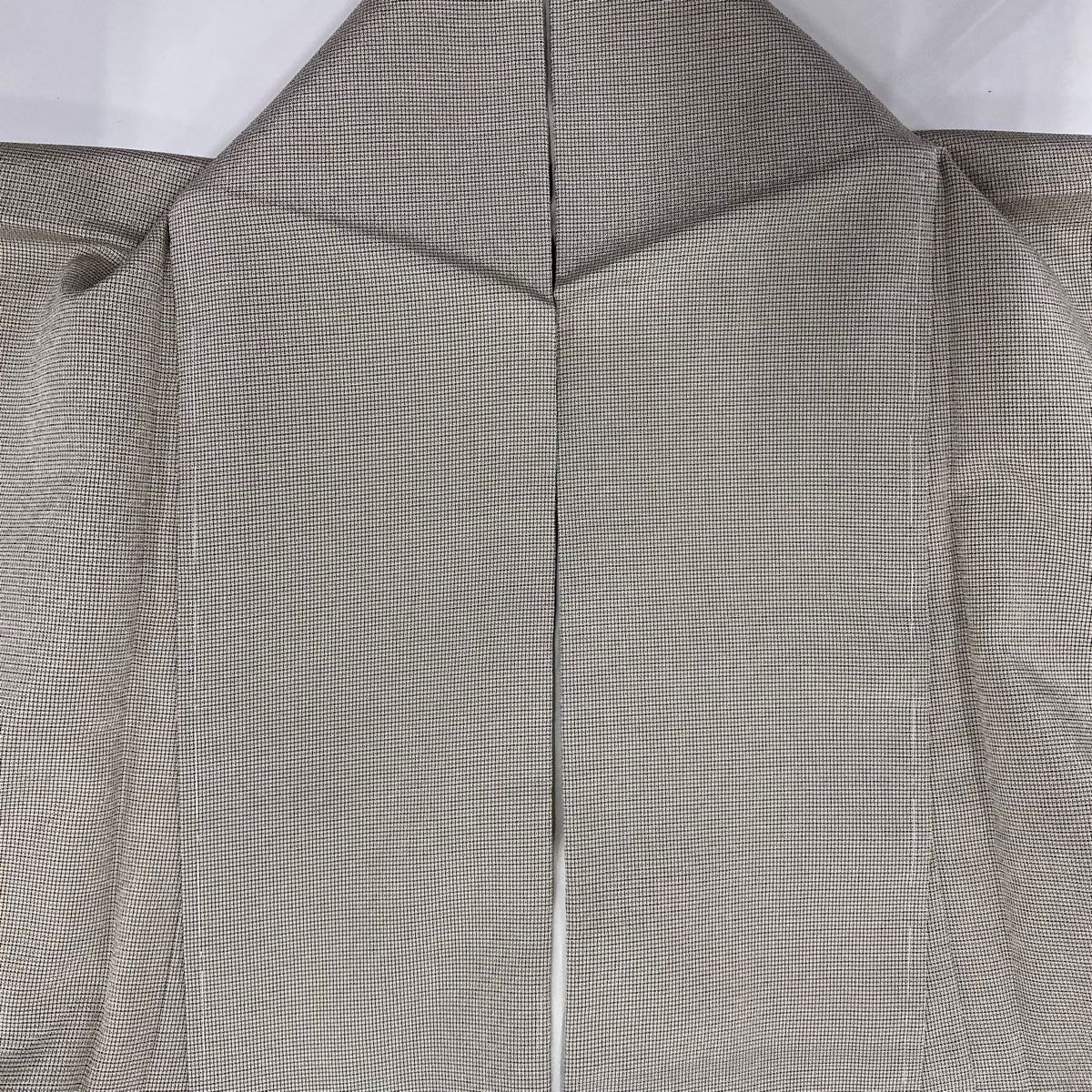  付下げ 身丈164 cm 裄丈66 M 袷 塩沢紬地 証紙 七宝 麻の葉 ぼかし 灰色 正絹 訪問着 付け下げ 着物