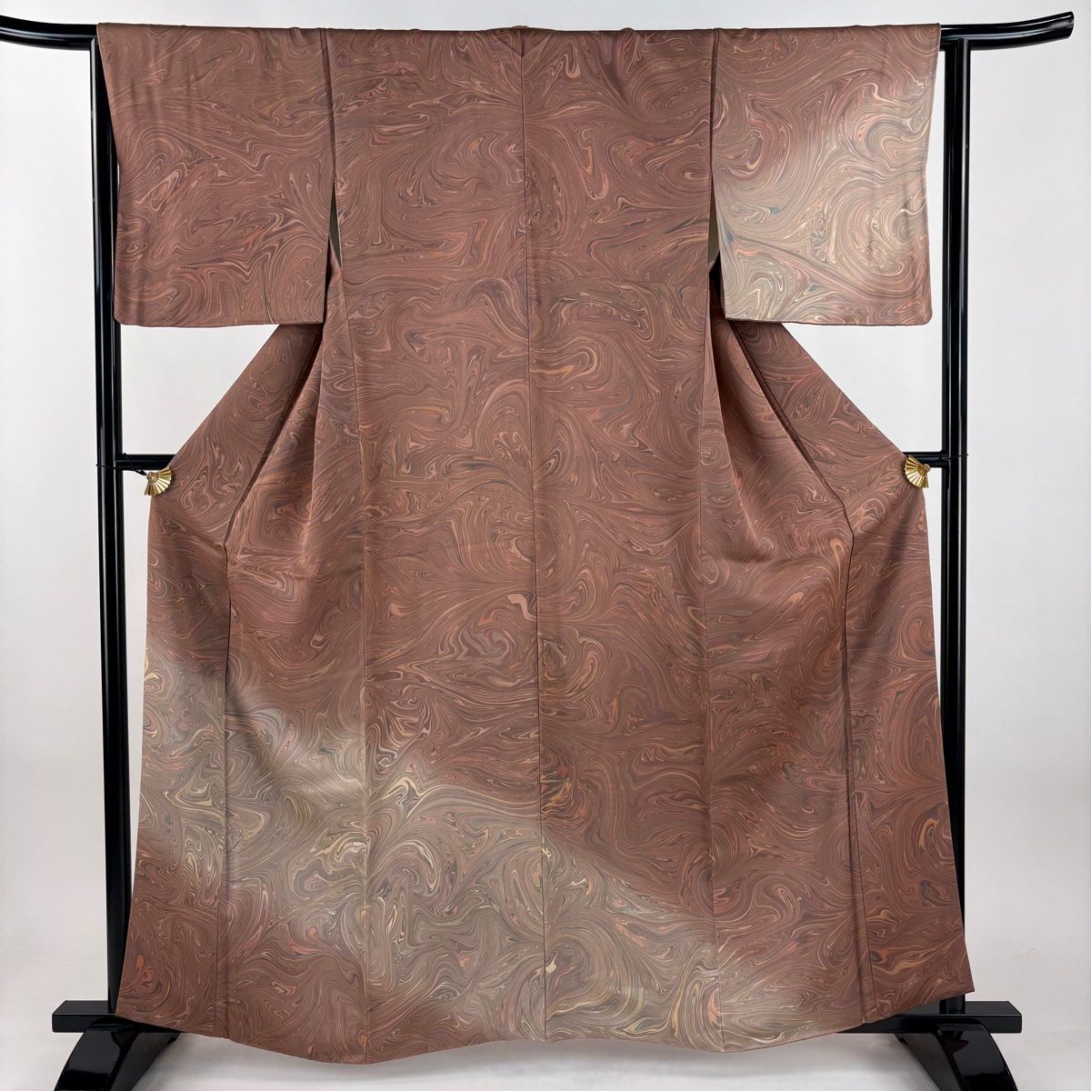 付下げ 身丈159.5 cm 裄丈64 M 袷 墨流し ぼかし 薄小豆 正絹