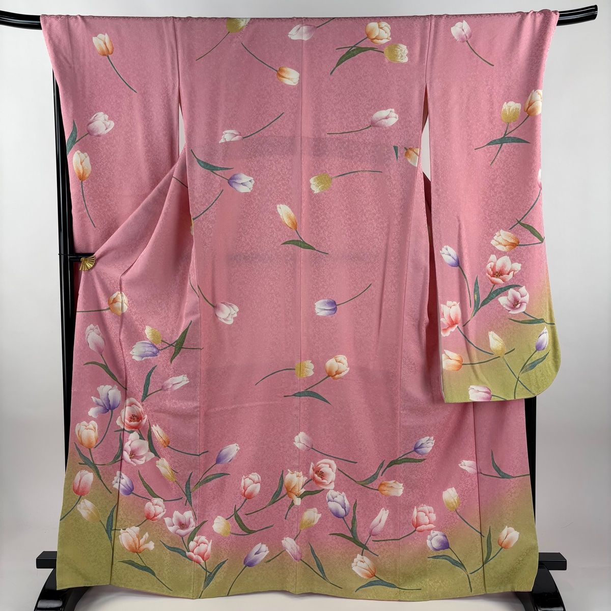 振袖 身丈165 cm 裄丈72 L 袷 やまと チューリップ 金彩 ぼかし ピンク 正絹