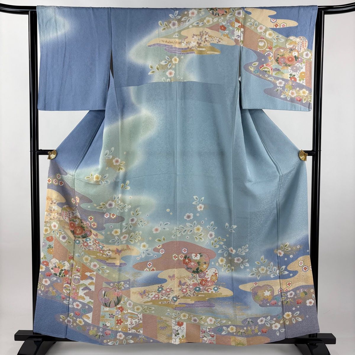 ♦︎くすみ水色♦︎金銀彩加工♦︎豪華刺繍♦︎牡丹紋♦︎成人式♦︎フルオーダー　新品新作 ♦︎くすみ水色♦︎金銀彩加工♦︎豪華刺繍♦︎牡丹紋♦︎成人式