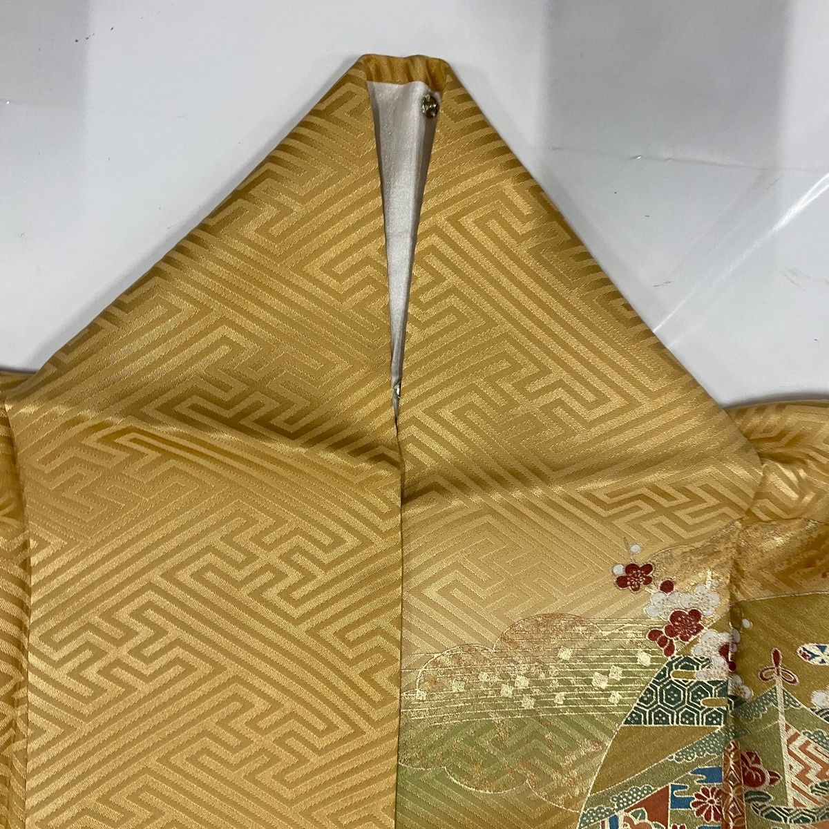  振袖 身丈162 5 cm 裄丈66 M 袷 桂由美 落款 扇面 姫 金銀彩 ぼかし 薄茶色 正絹 振袖 着物