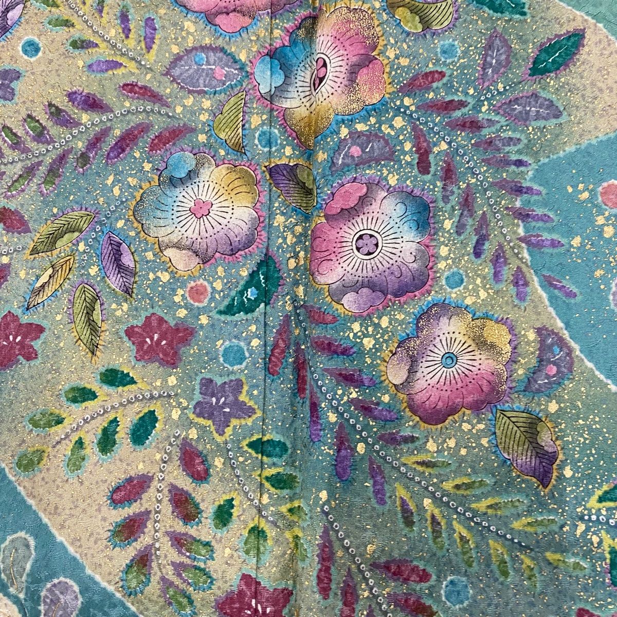  訪問着 身丈168 cm 裄丈66 5 M 袷 辻が花柄 ヱ霞 金彩 青灰色 正絹 訪問着 付け下げ 着物