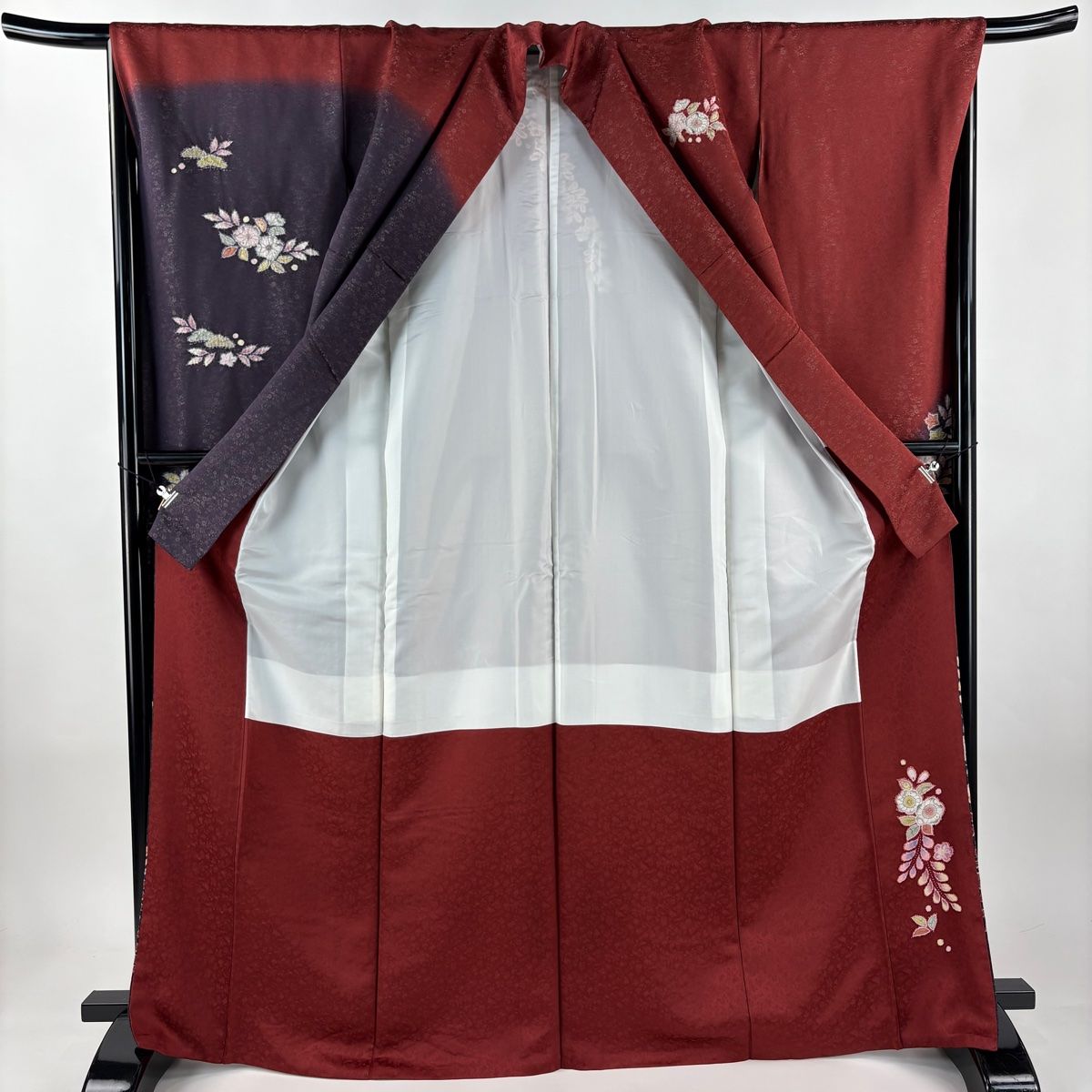  振袖 身丈167 5 cm 裄丈68 L 袷 翠山工房 落款 辻が花 金通し 染め分け 赤茶 正絹 振袖 着物