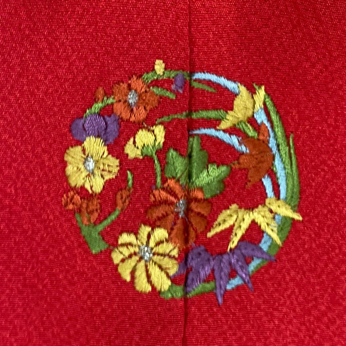  振袖 身丈169 cm 裄丈67 5 L 袷 赤 正絹 三つ紋 振袖 着物