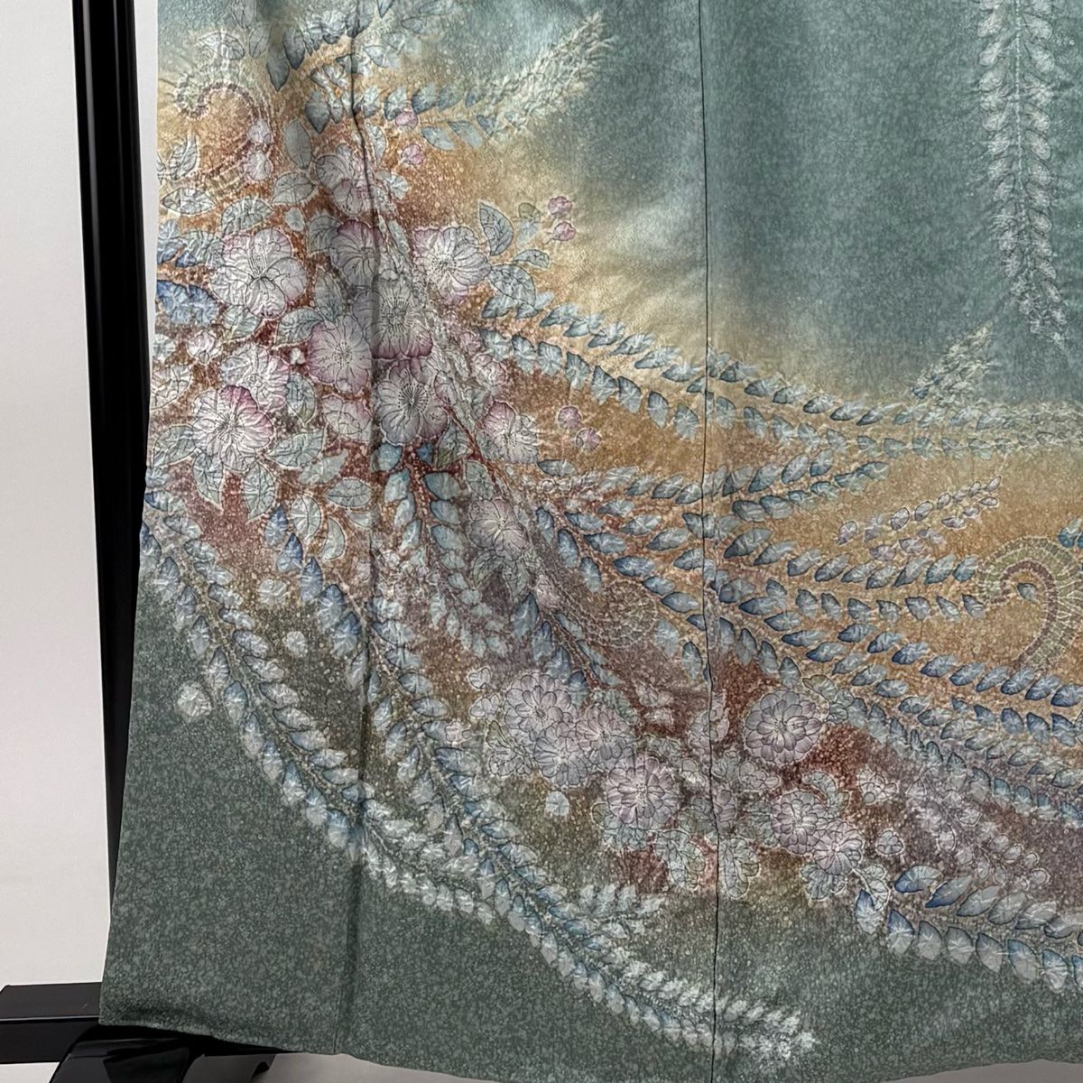 訪問着 身丈162.5 cm 裄丈67 M 袷 落款 辻が花 ぼかし 薄緑 正絹