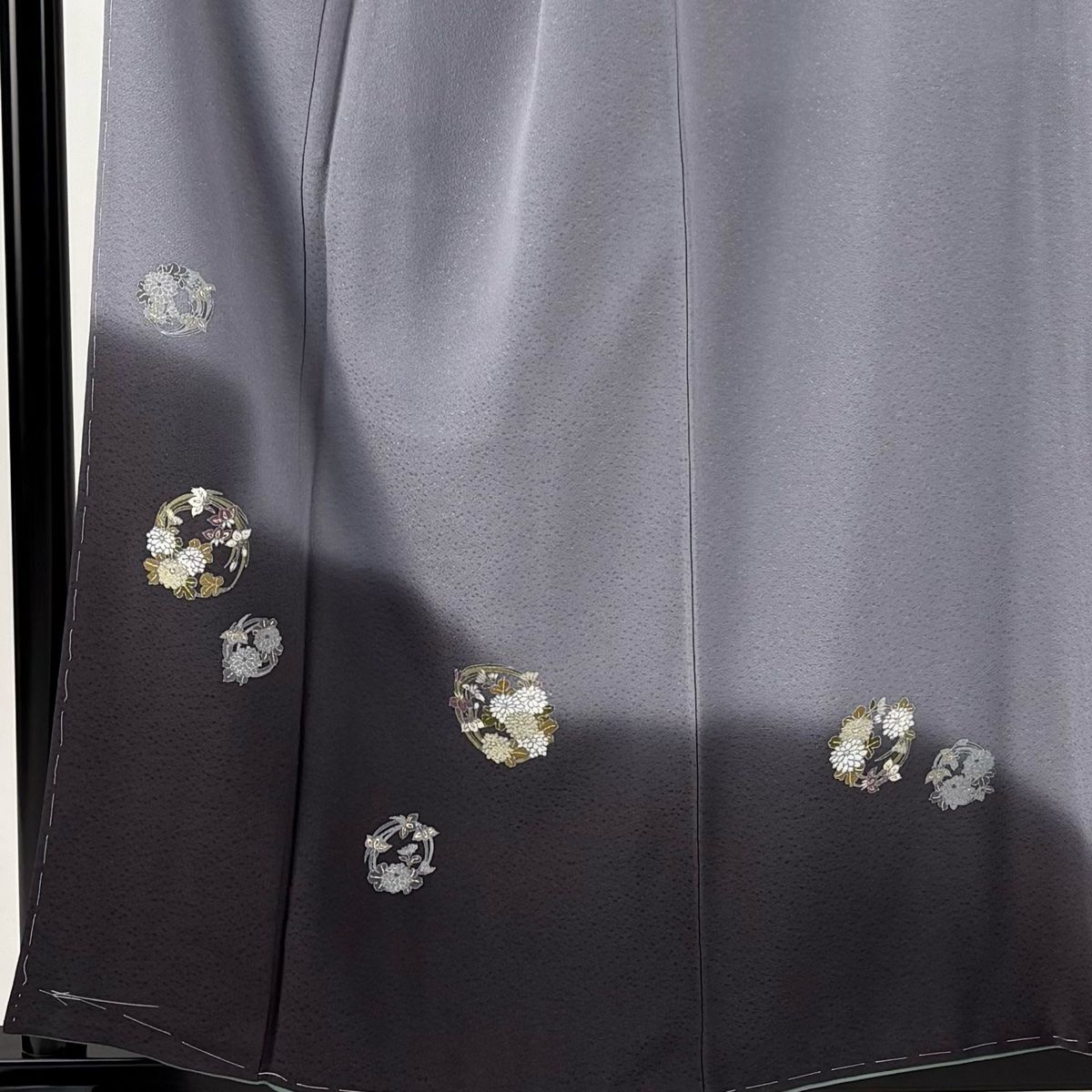 訪問着 身丈157 cm 裄丈65 5 M 袷 千地泰弘 落款 花丸文 霞 金彩 染め分け 灰紫 正絹