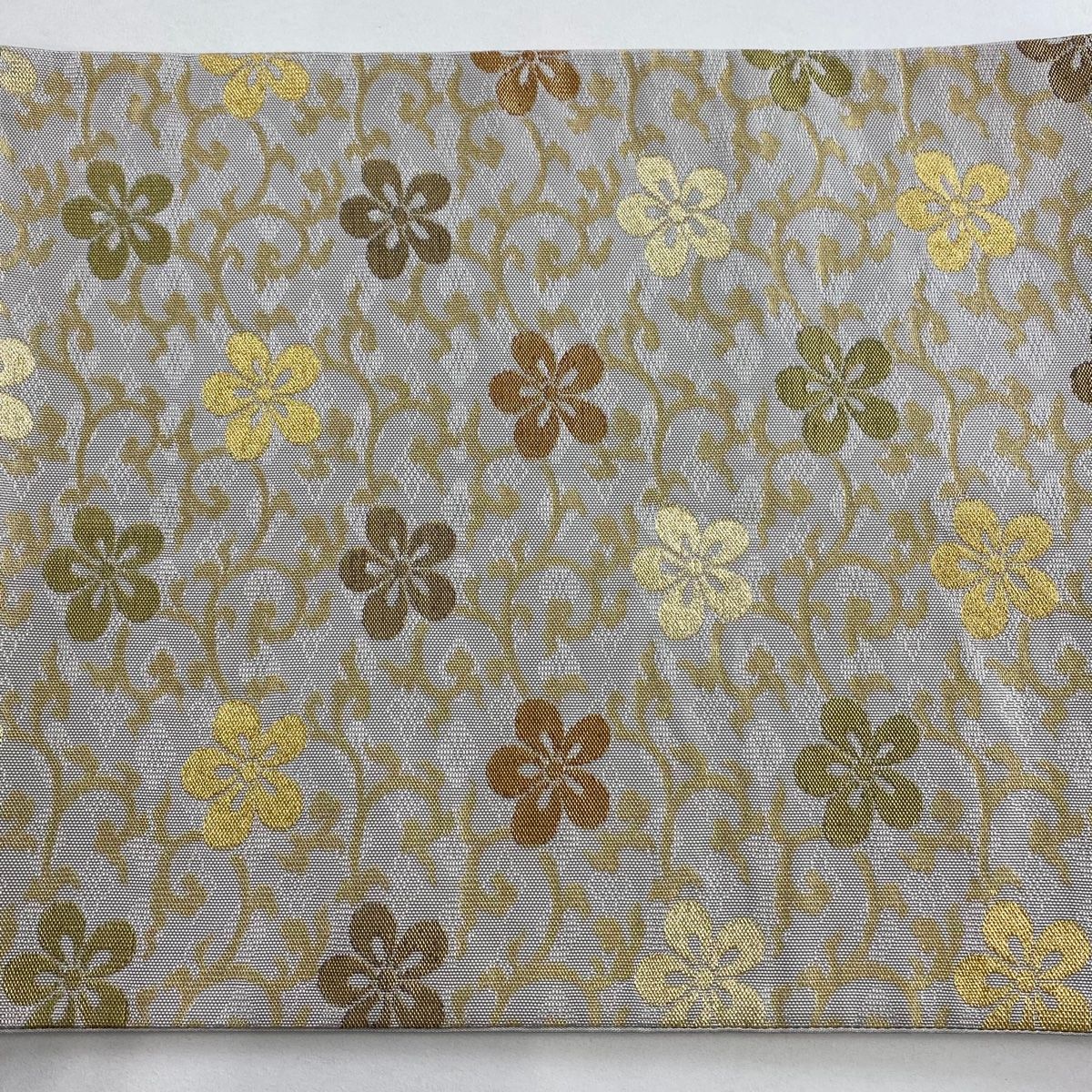 本袋帯　グレー地　金糸　唐花 美品】 袋帯 名品 ますいわ屋 名物裂文 花唐草 箔 金糸 灰色 全通 正絹