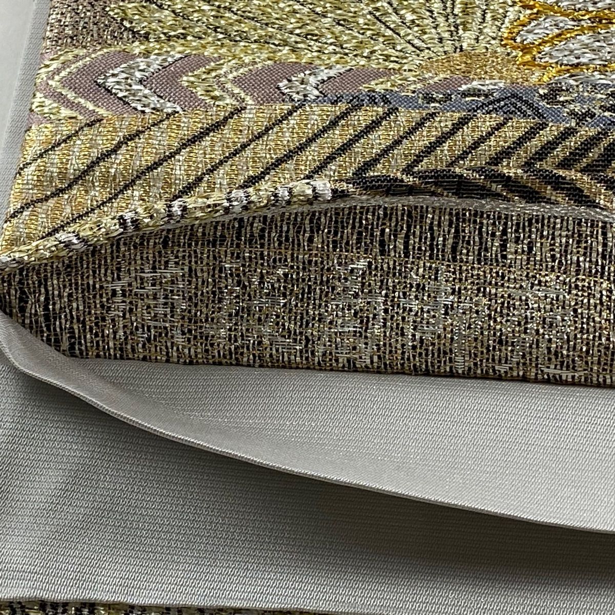  袋帯 横段菊御苑 箔 金銀糸 金色 六通 正絹 袋帯 帯