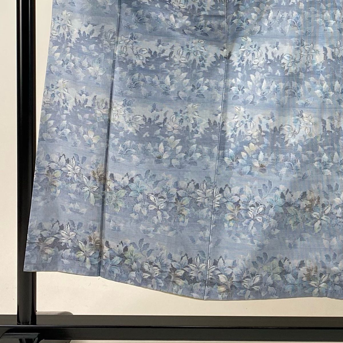 付下げ 身丈152 cm 裄丈63 S 袷 都喜ヱ門 大島紬地 証紙 葉柄 シルエット 青灰色 正絹