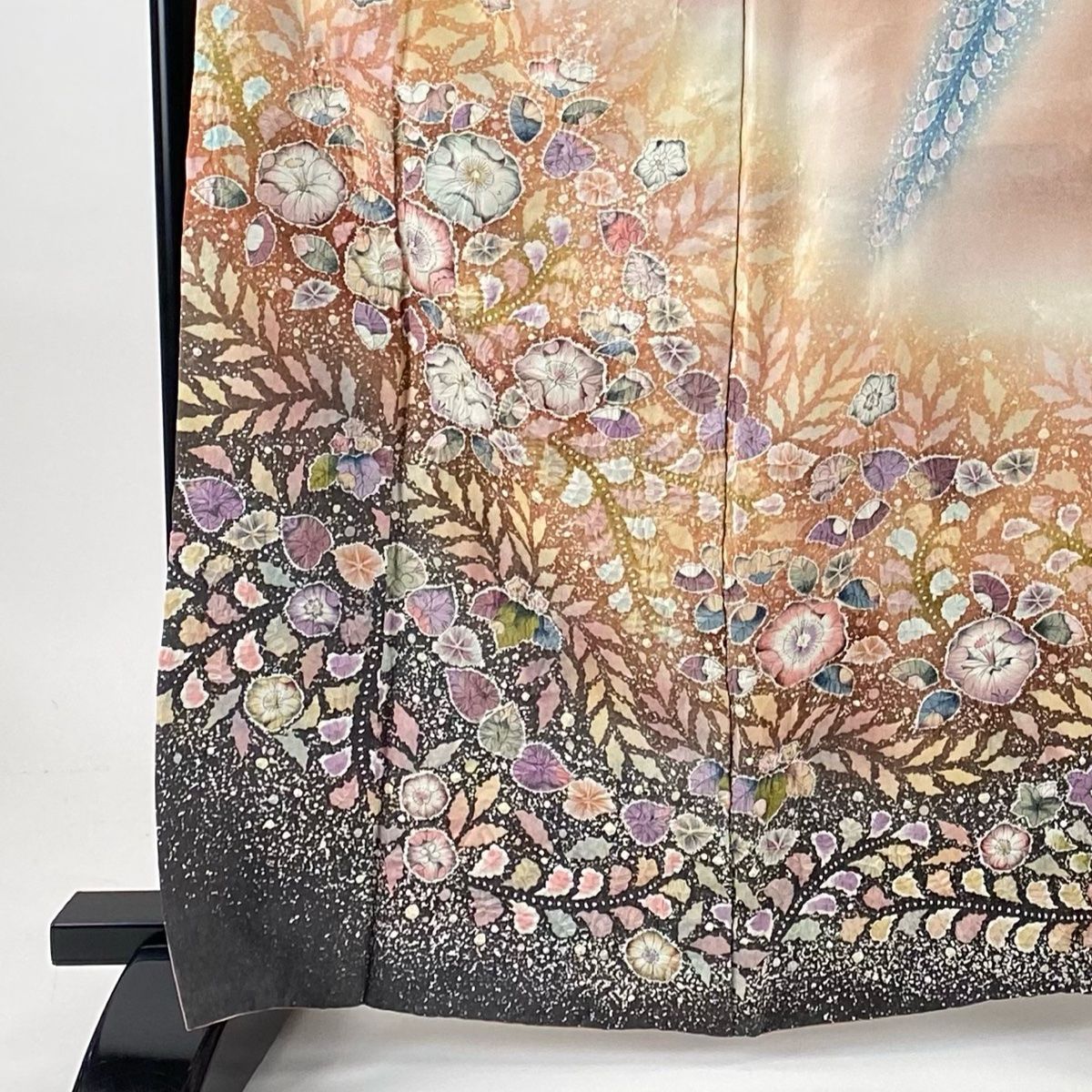 訪問着 身丈164 cm 裄丈69 L 袷 翠山工房 落款 辻が花 銀通し ぼかし ピンクベージュ 正絹 一つ紋