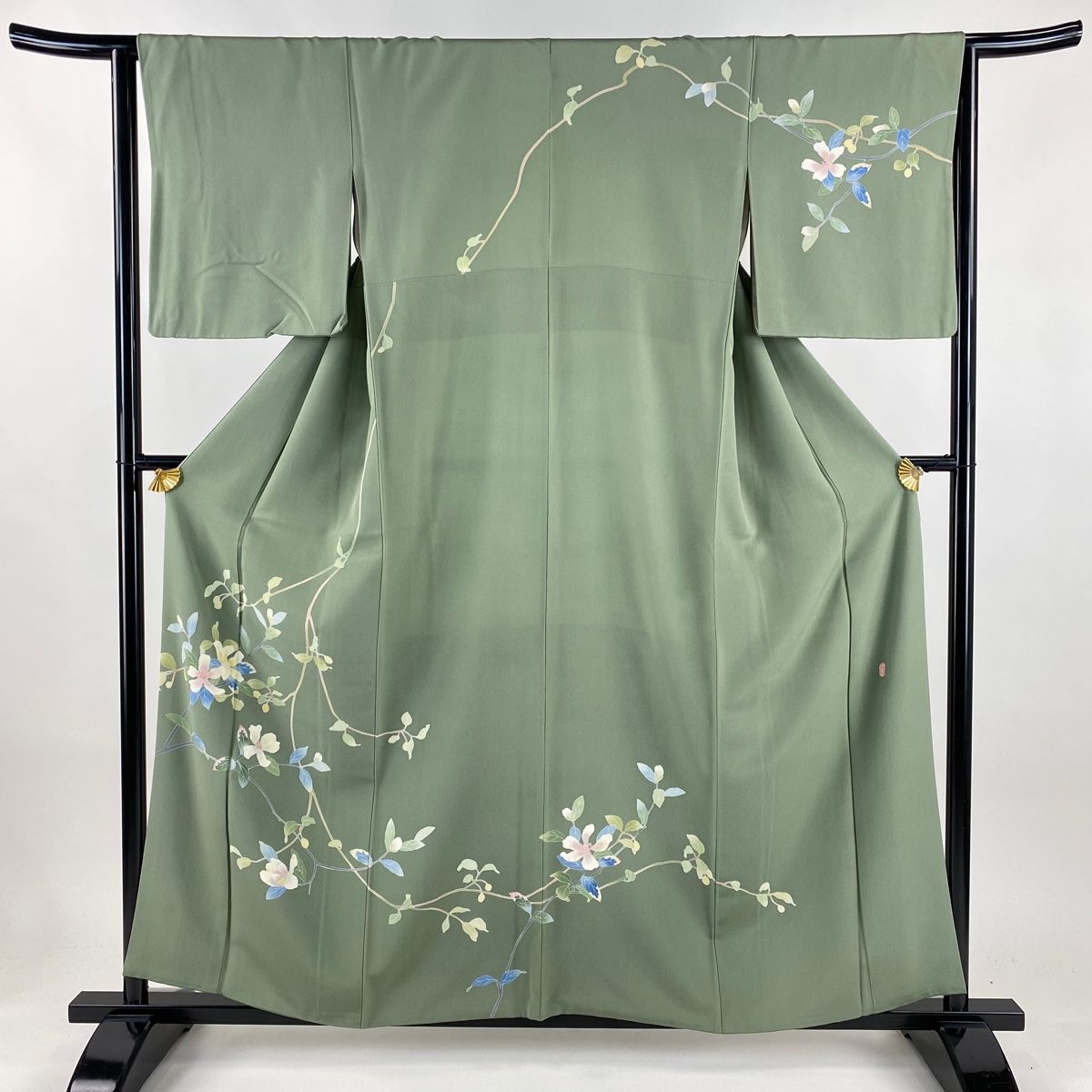 訪問着 身丈158cm 裄丈65.5cm M 袷 加賀友禅 南克治 落款 枝花 葉と実