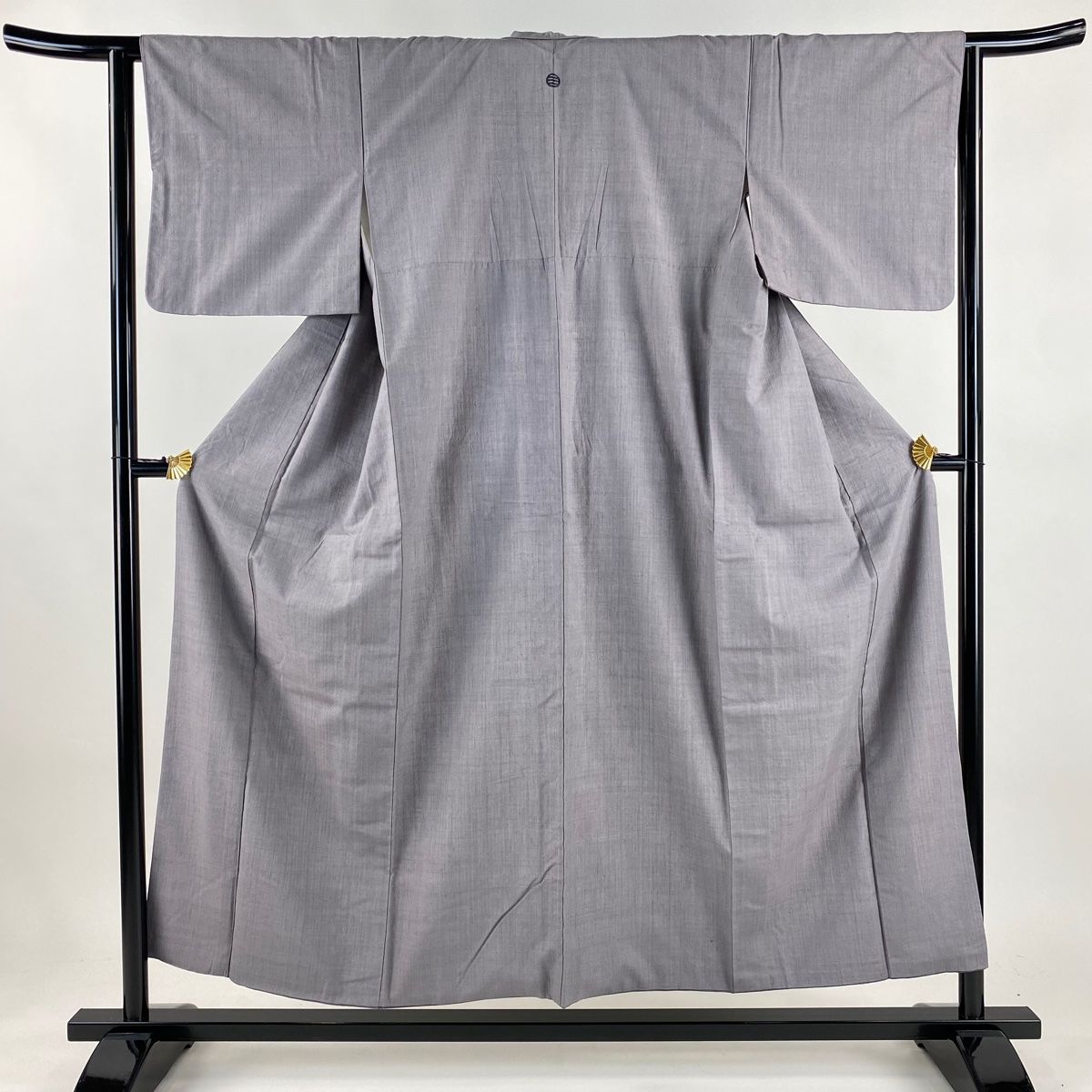 結城紬 身丈154 cm 裄丈63 S 袷 本場結城紬 奥順 証紙 灰紫 正絹 一つ紋