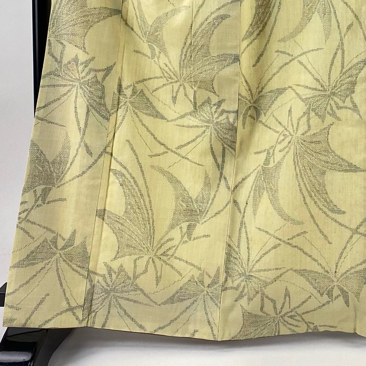 結城紬 身丈165 cm 裄丈64 M 袷 本場結城紬 証紙 蝶 亀甲絣 薄黄 正絹
