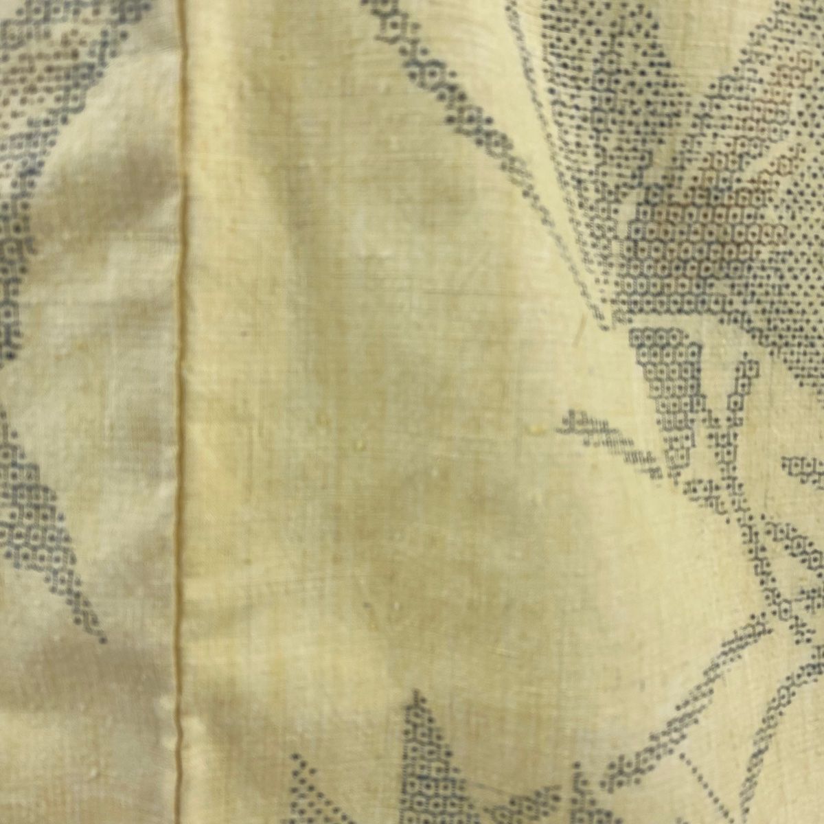  結城紬 身丈165 cm 裄丈64 M 袷 本場結城紬 証紙 蝶 亀甲絣 薄黄 正絹 紬 着物