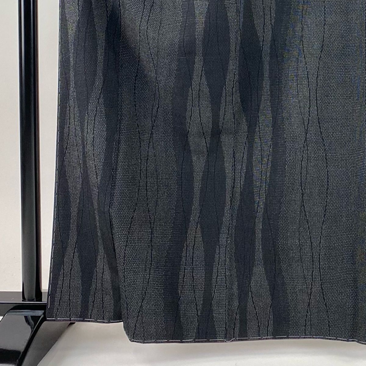 紬 身丈163 5 cm 裄丈67 M 袷 亀甲絣 立涌 黒灰 正絹
