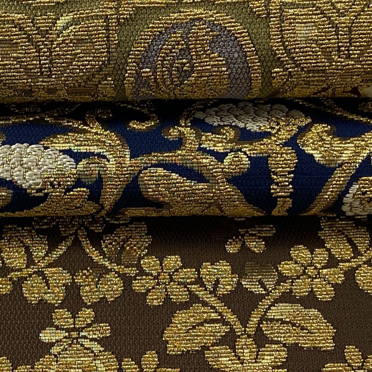  袋帯 モール風 輪奈織 動物 幾何学 金糸 箔 金色 お太鼓柄 正絹 袋帯 帯