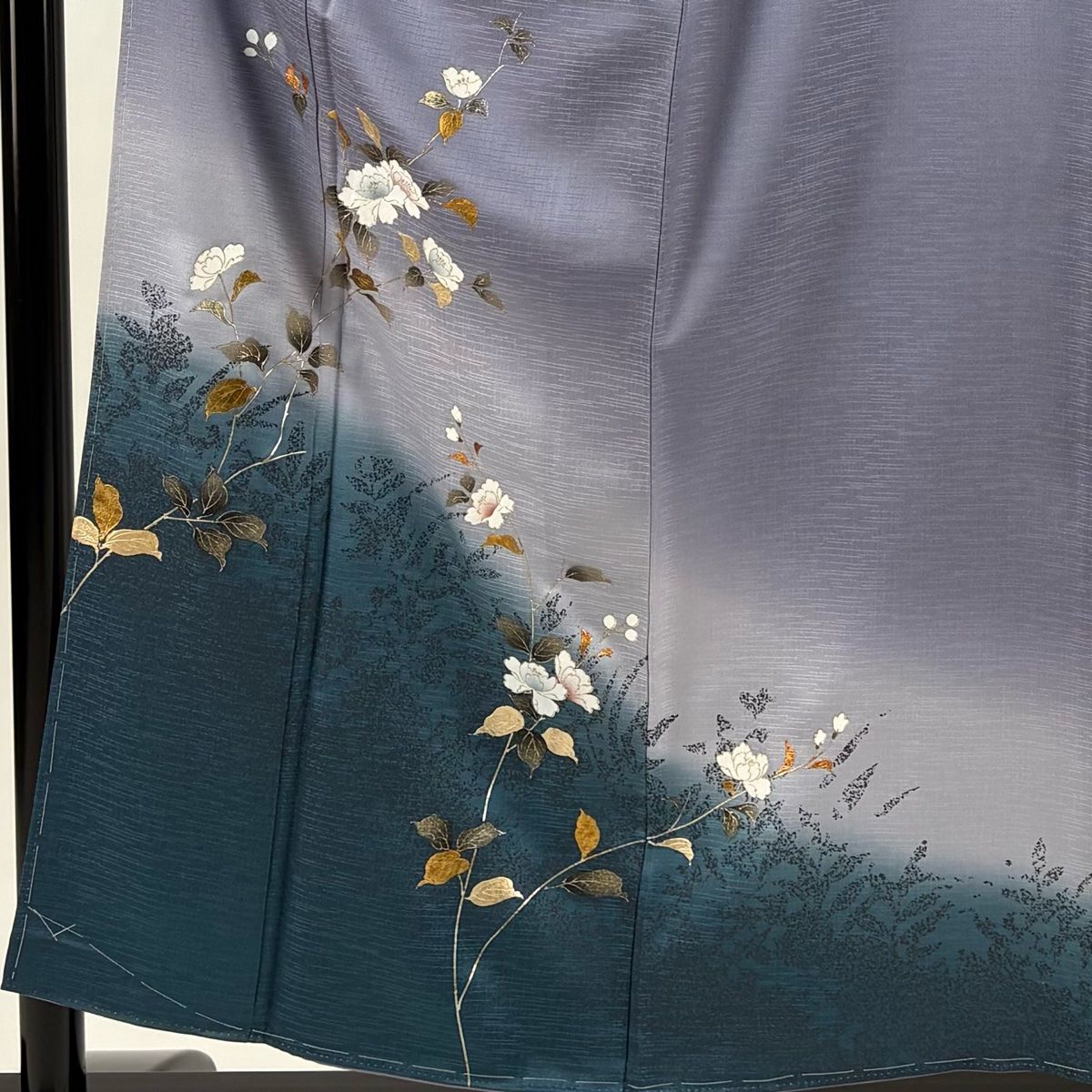 訪問着 身丈156 cm 裄丈62 S 袷 草花 シルエット 金銀彩 染め分け 薄紫 正絹 秀品