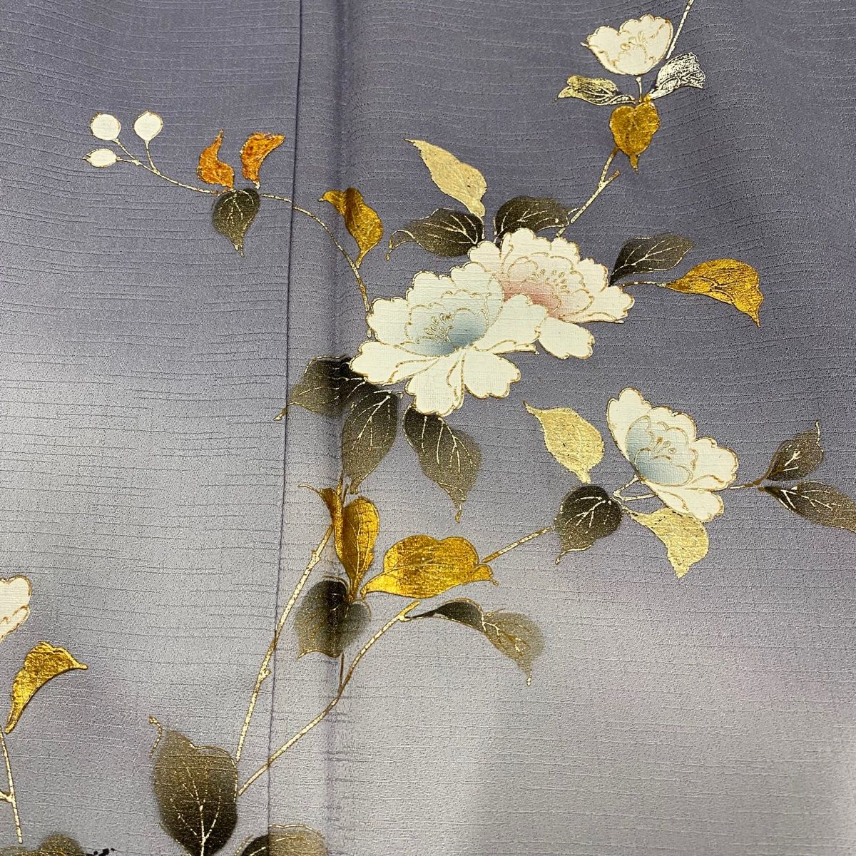  訪問着 身丈156 cm 裄丈62 S 袷 草花 シルエット 金銀彩 染め分け 薄紫 正絹 秀品 訪問着 付け下げ 着物