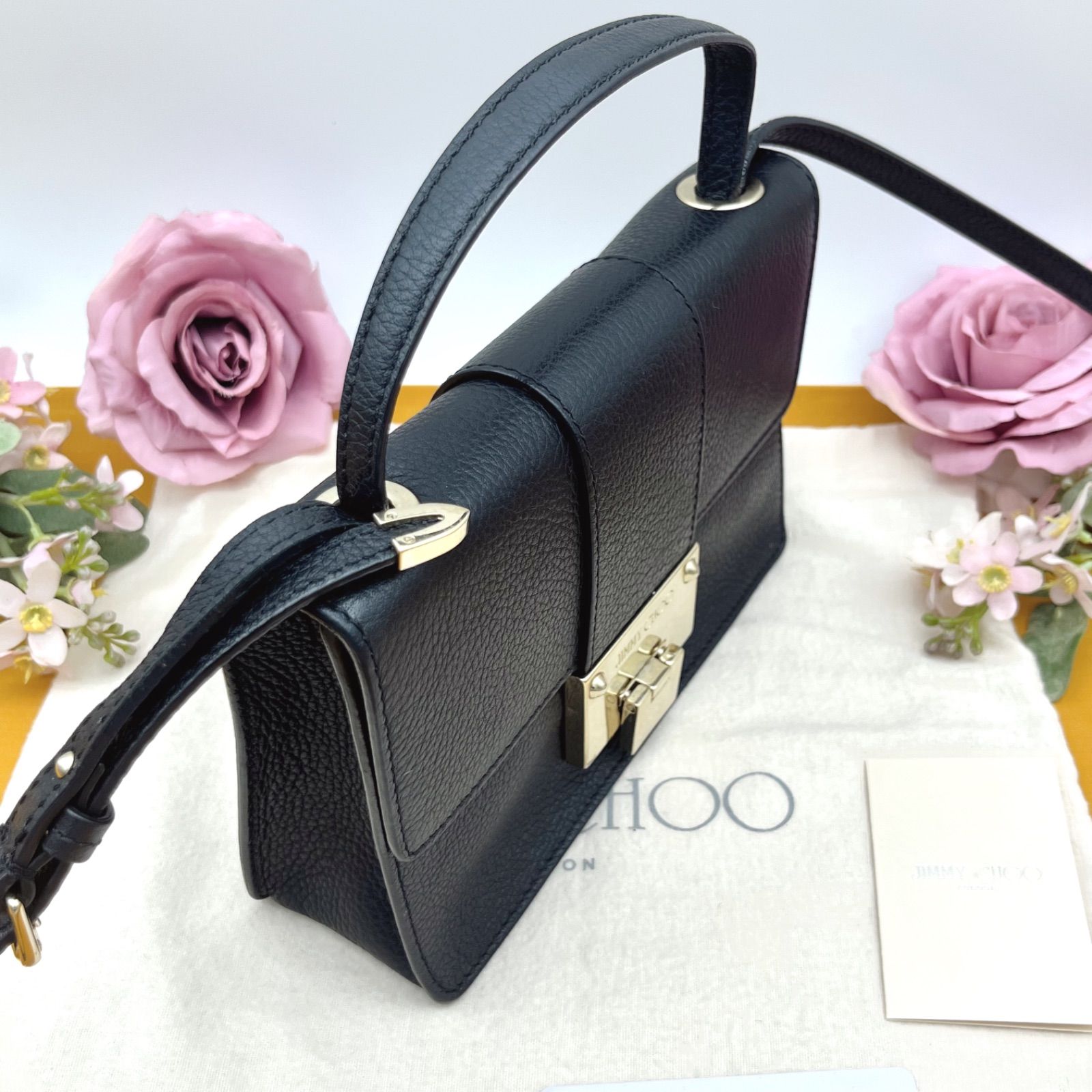 ジミーチュー ショルダーバッグ ハンドバッグ クロスバッグ 斜め掛け 黒