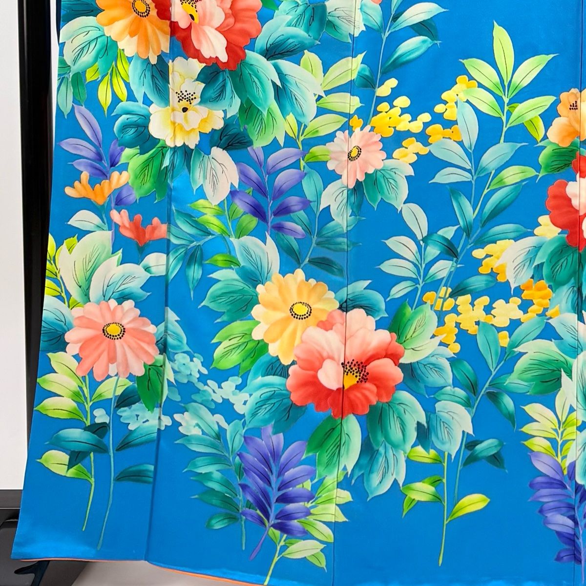 振袖 身丈166.5 cm 裄丈63.5 S 袷 草花 ぼかし 水色 正絹 秀品