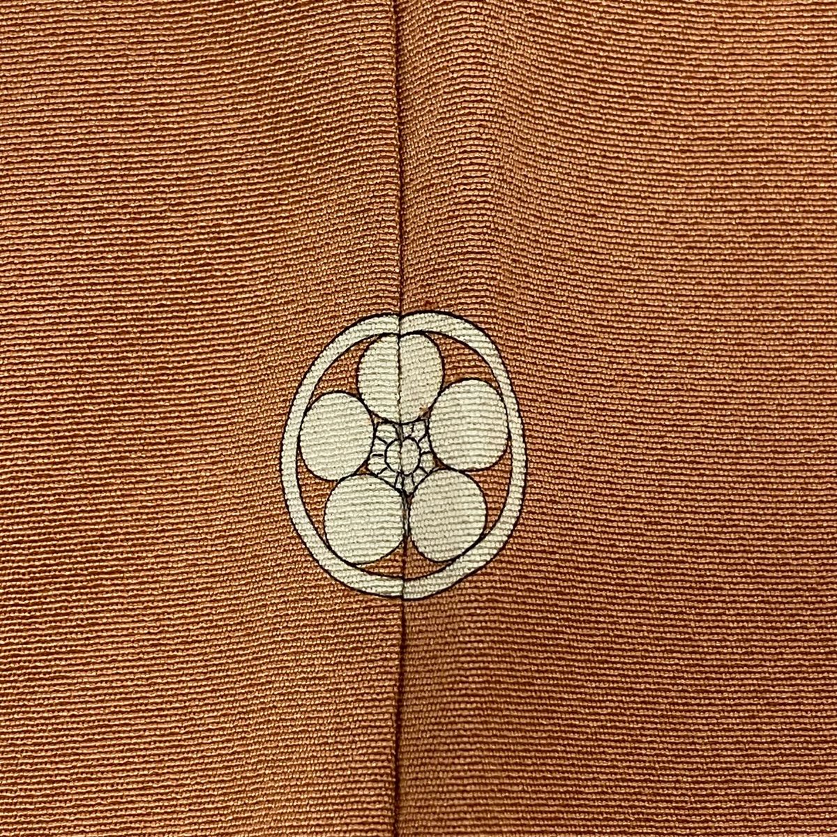 色留袖 身丈168cm 裄丈70.5cm L 袷 花車 波 金銀彩 薄オレンジ 正絹 秀