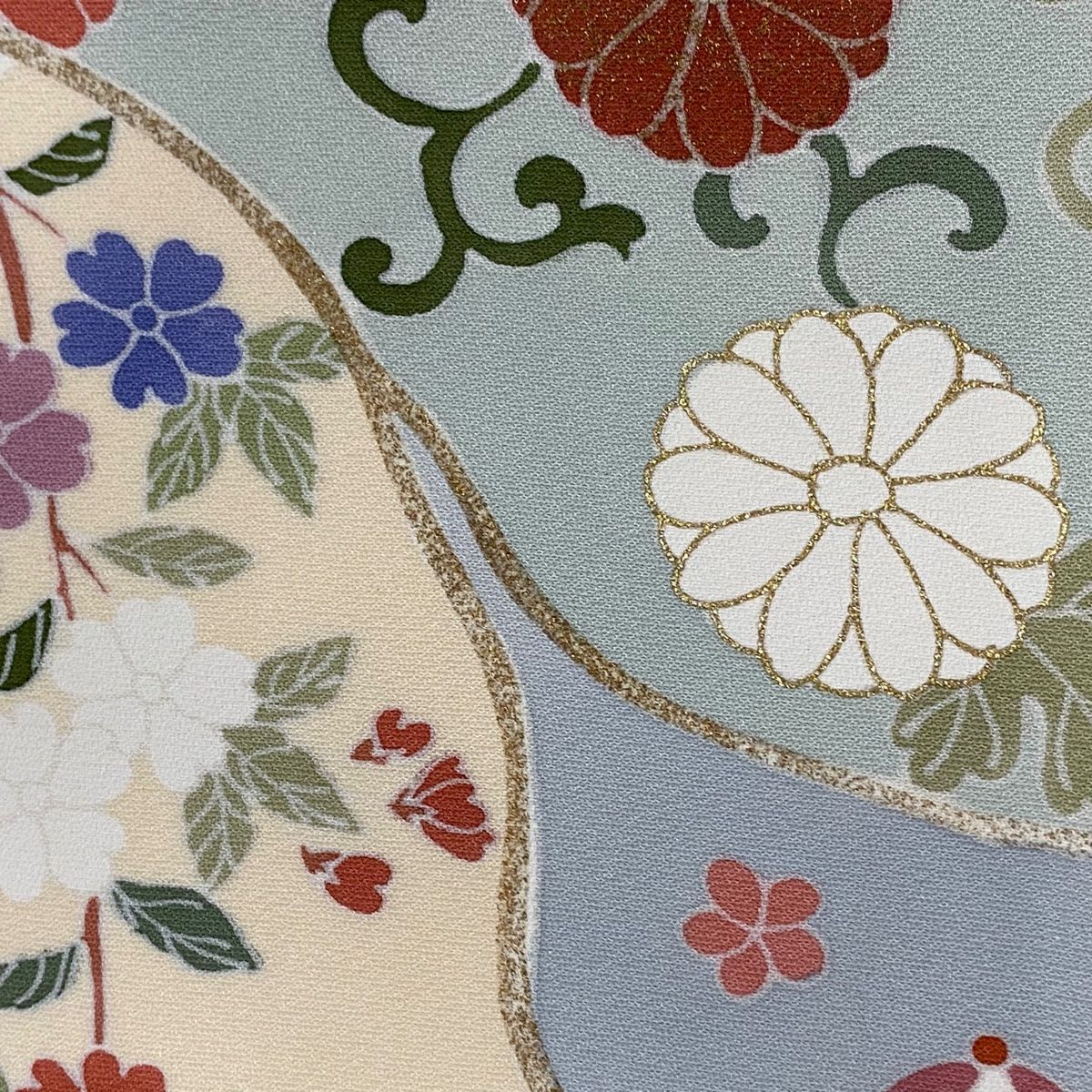  訪問着 身丈160.5 cm 裄丈65.5 M 袷 菊唐草 草花 金糸 金彩 ベージュ 正絹 秀品 訪問着 付け下げ 着物