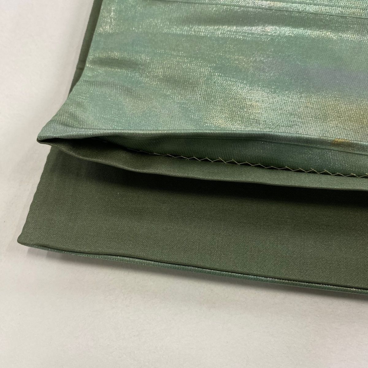  袋帯 秀品 風景 樹木 箔 緑 お太鼓柄 正絹 袋帯 帯
