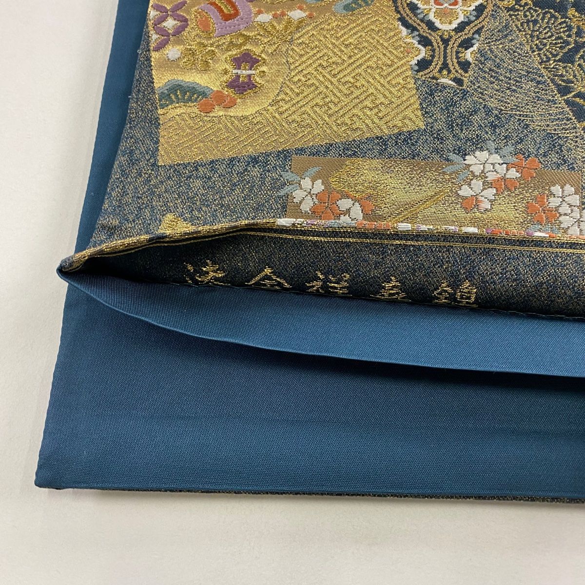  袋帯 秀品 色紙 花車 箔 金糸 灰色 六通 正絹 袋帯 帯