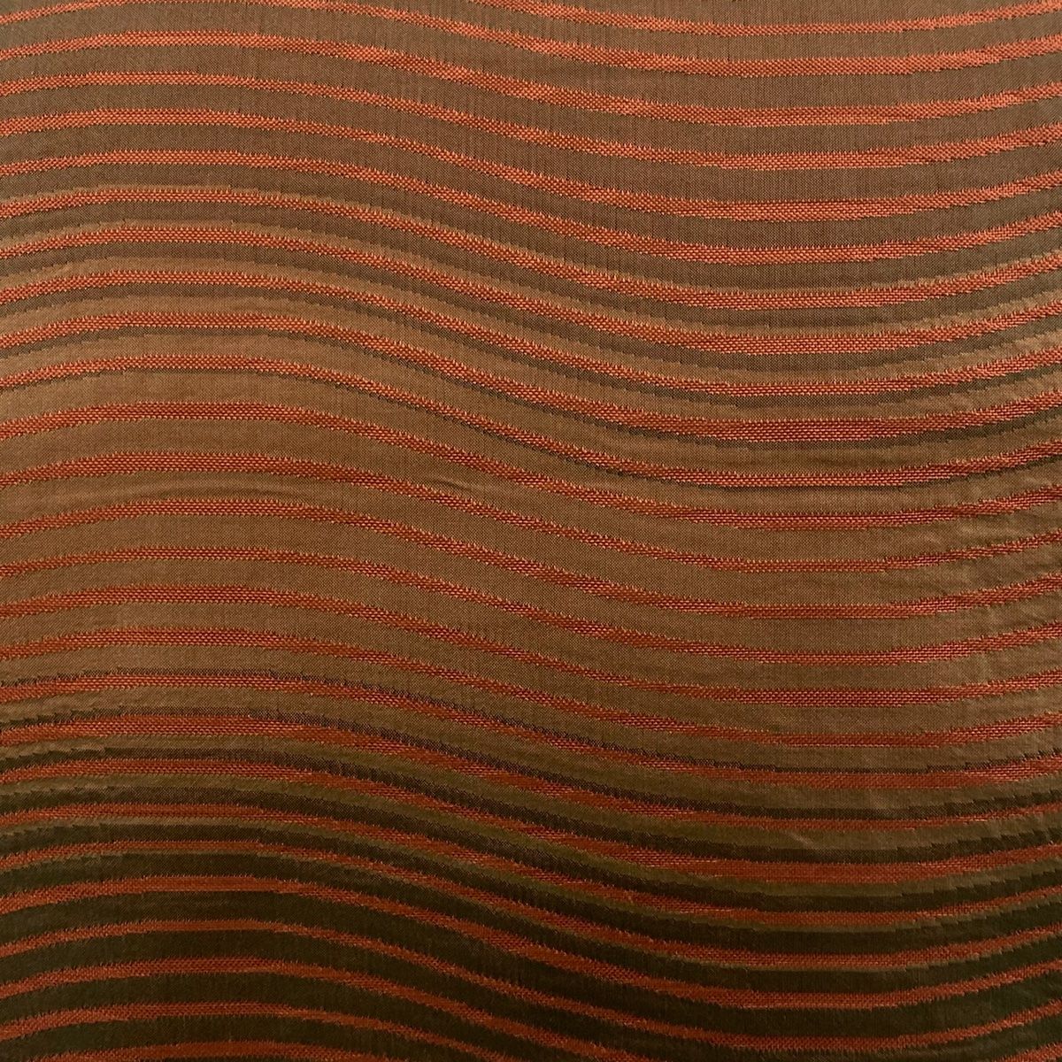 袋帯 秀品 木屋太 落款 縞 幾何学 赤茶 六通 正絹