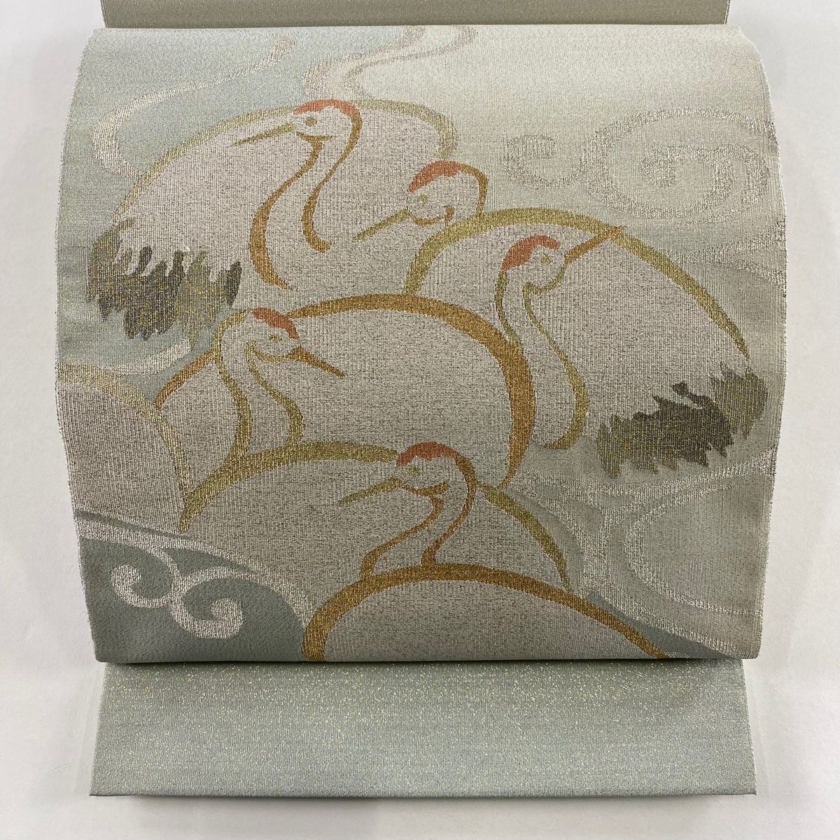 袋帯 秀品 鶴 流水 金銀糸 薄緑 お太鼓柄 正絹 【中古】 - メルカリ