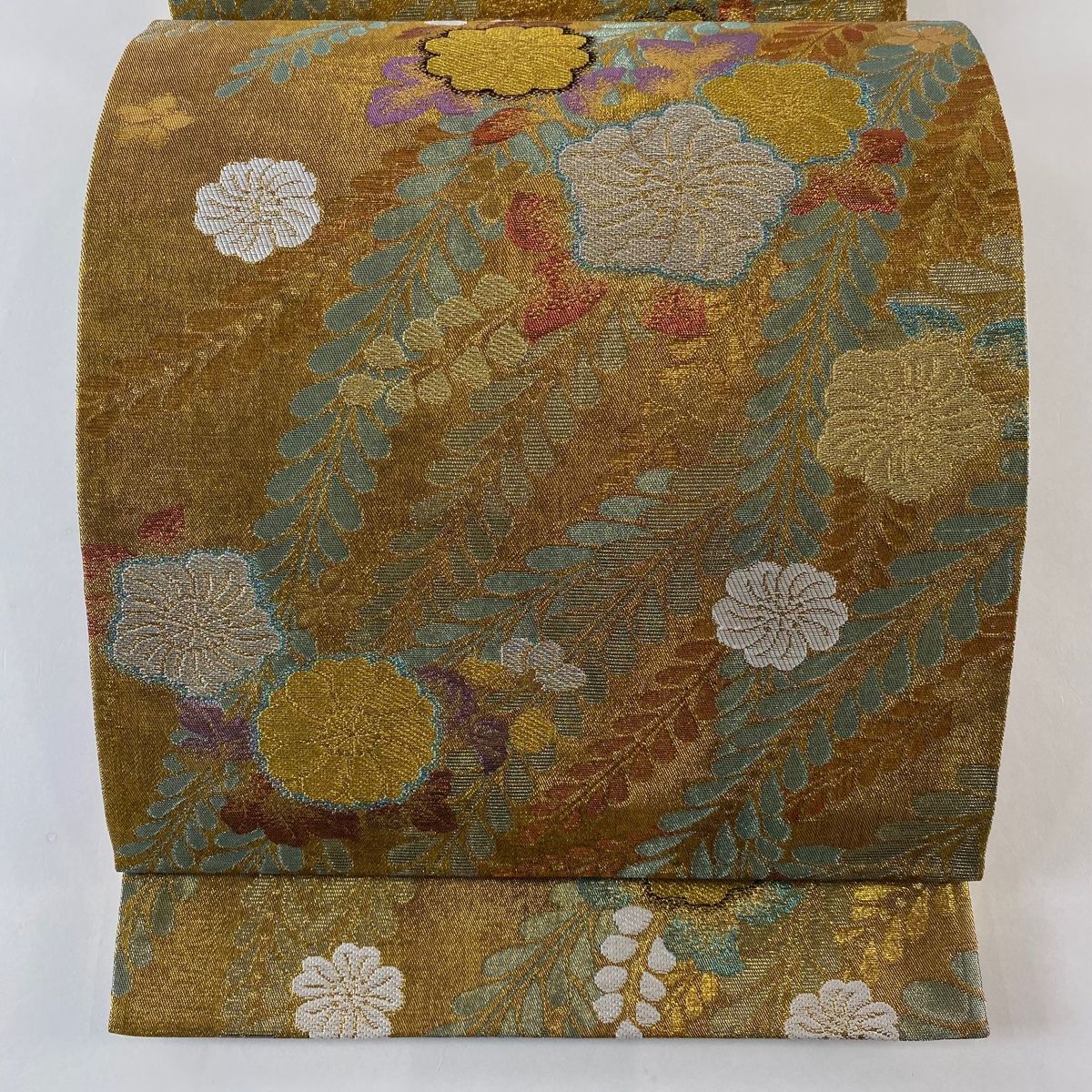 袋帯 秀品 辻が花柄 金銀糸 箔 金色 六通 正絹