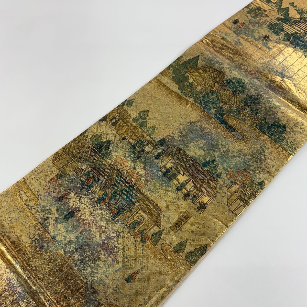  袋帯 秀品 洛中洛外図 箔 金色 お太鼓柄 正絹 袋帯 帯