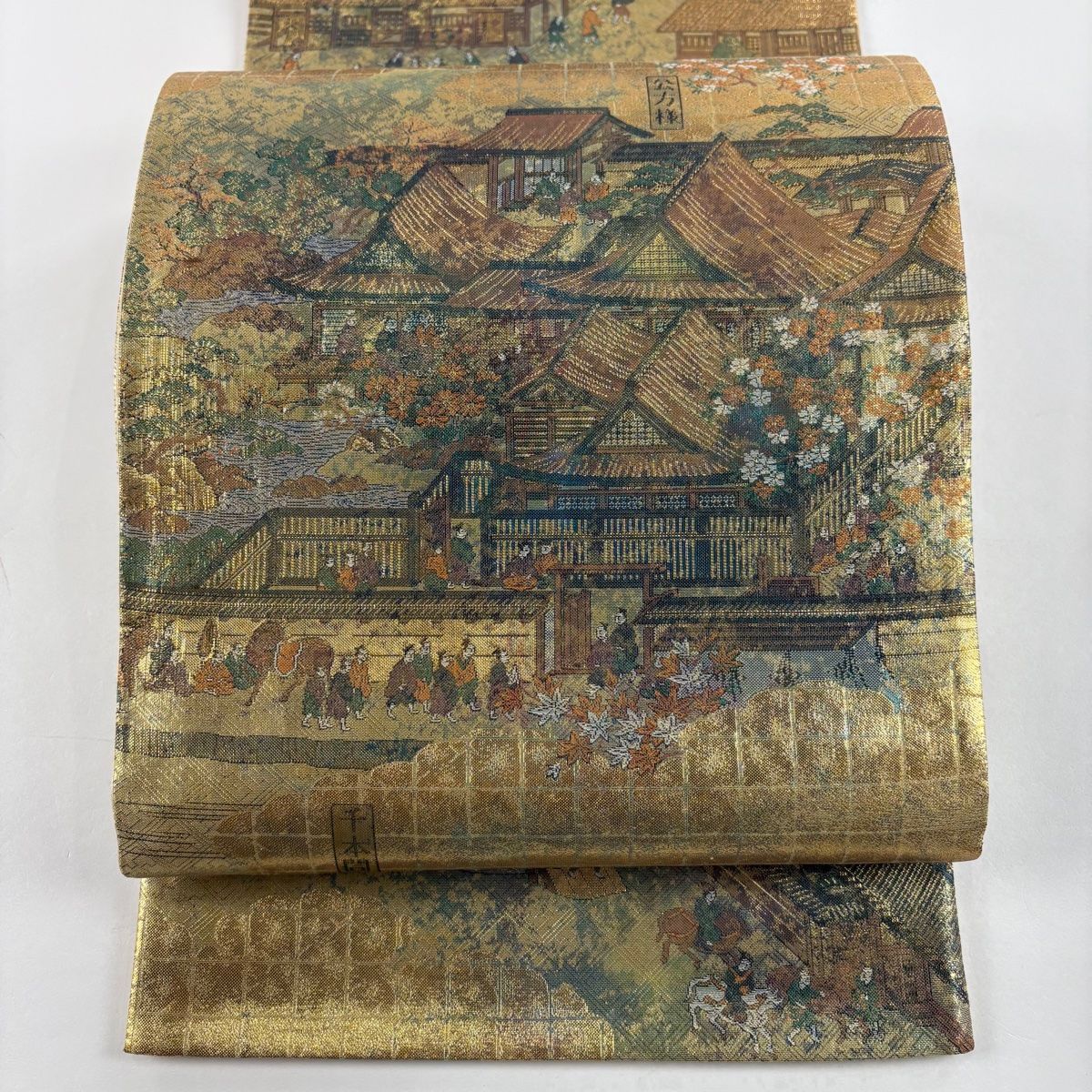 袋帯 秀品 洛中洛外図 箔 金色 お太鼓柄 正絹